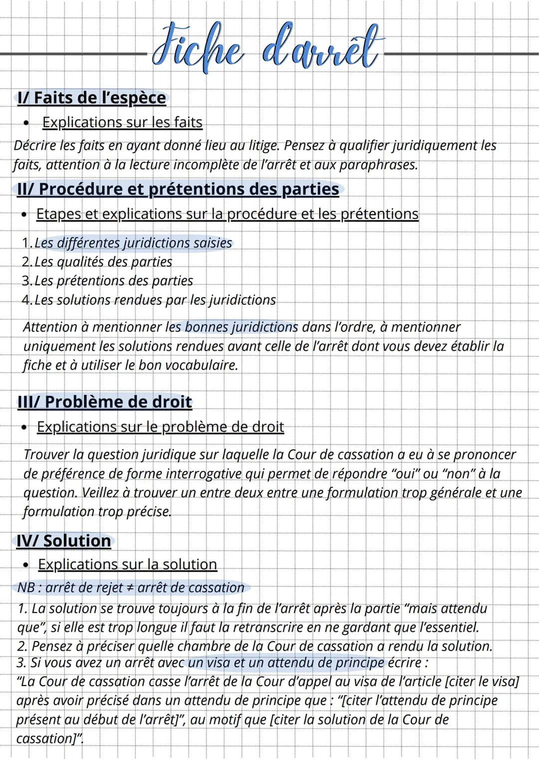 -Fiche d'arret
I/ Faits de l'espèce
0
Explications sur les faits
Décrire les faits en ayant donné lieu au litige. Pensez à qualifier juridiq