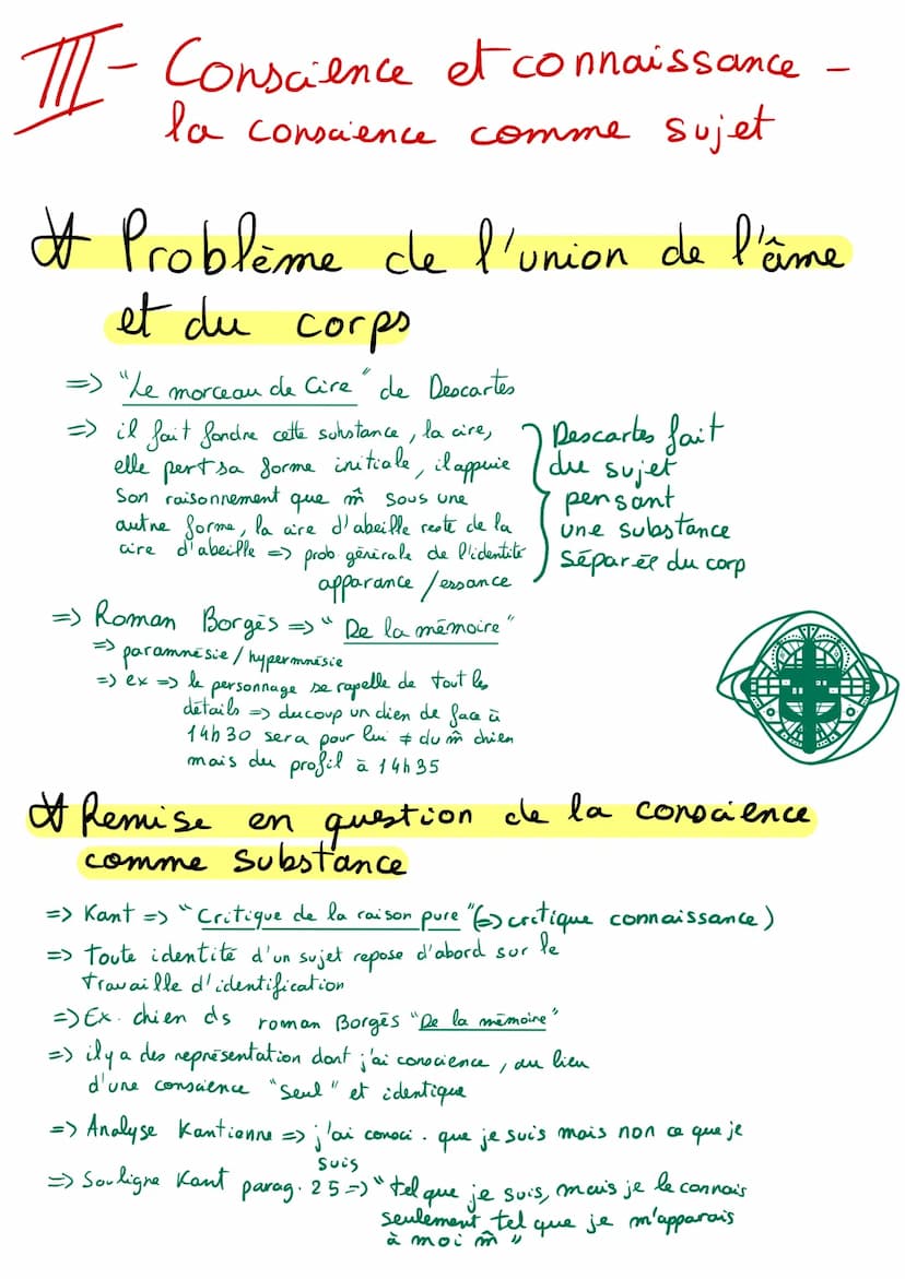 La
conscience Chap 1: ha conscience
I- Consc. comme mise à distance
Consc. mise à dist. de homme
⇒ Hegel "L'Esthétique " => homme devient ce