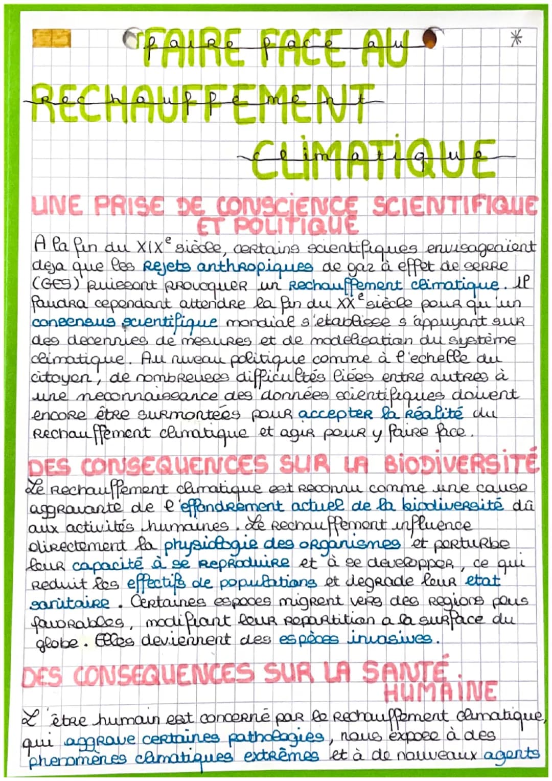 "FAIRE FACE ALL. *
RECHAUFFEMENT
CLIMATIQUE
LINE PRISE DE CONSCIENCE SCIENTIFIQUE
ET POLITIQUE
lun
A la fin du XIXe siècle, certains scienti