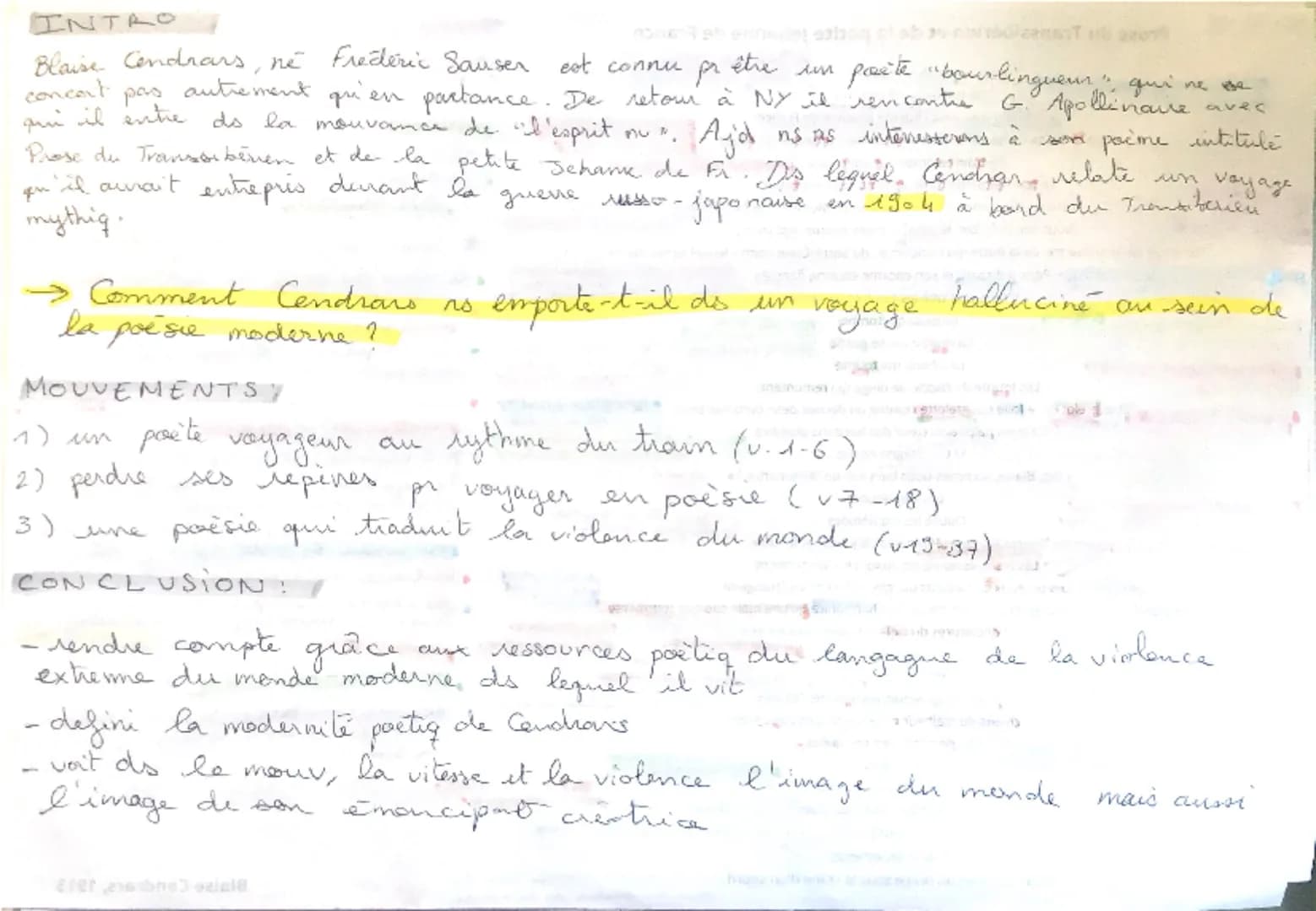 TEXTE 16
Prose du Transsibérien et de la petite Jehanne de France
état permanente anaphore.
de voyage
anaphore
= rythme
je suis en route
J'a