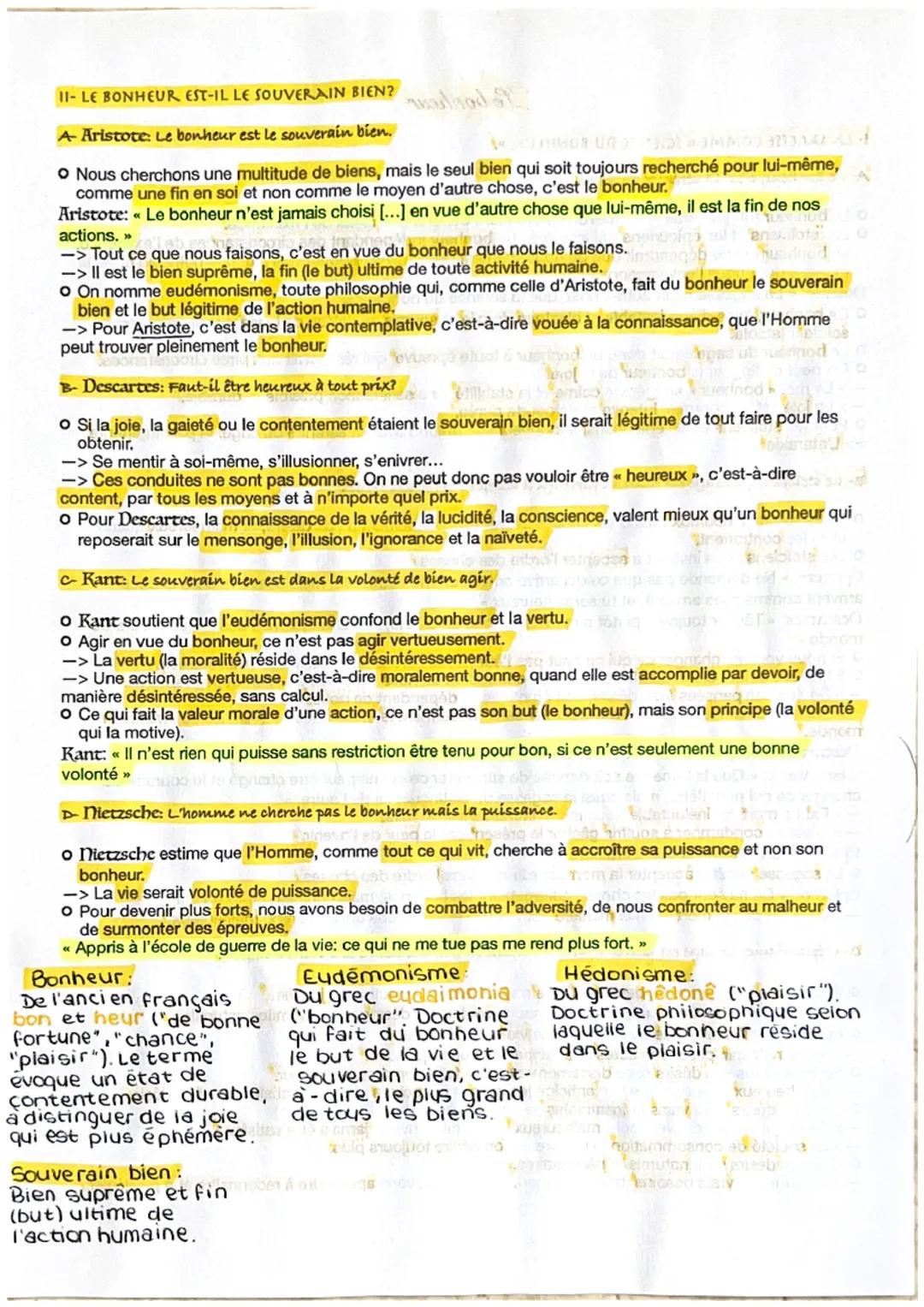 # Le bonheur

Venale et at en

1- LA SAGESSE COMME SCIENCE DU BONHEUR".

A Le bonheur, o'est la sérénité du sage.

• Le bonheur tel que nous