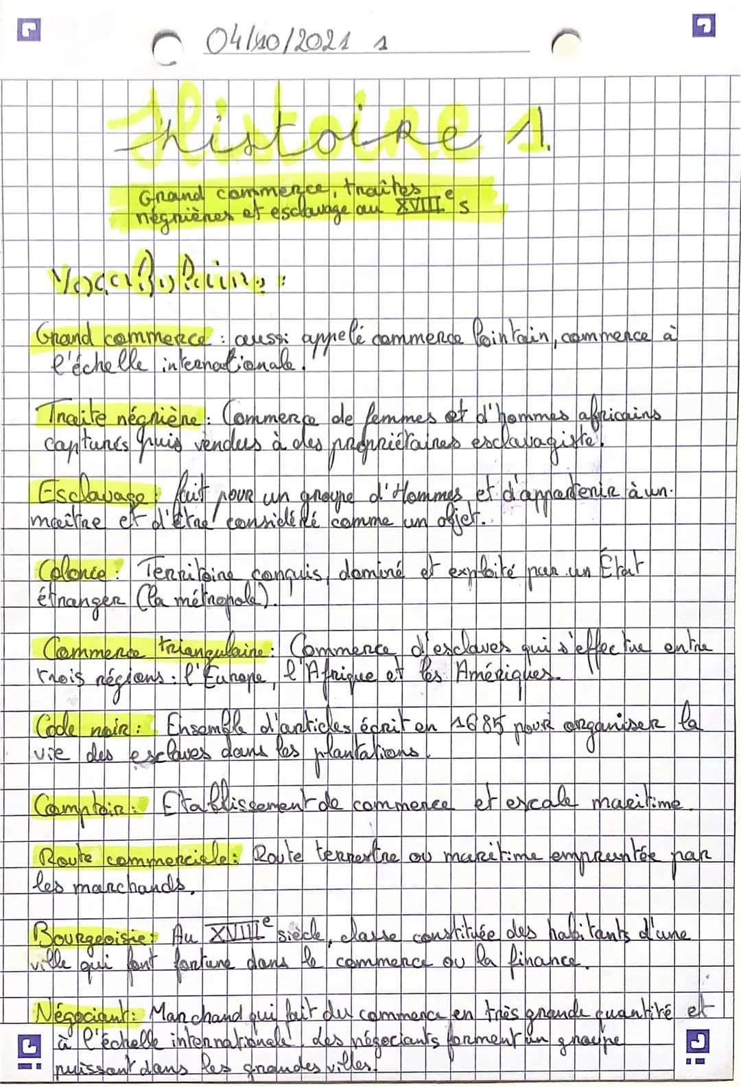 04/10/2021 1
histoire !
Grand commerce,
négnières et esclavage au XVIII. s
Mocarzy Racing
Grand commerce : aussi appelé commerce lointain, c