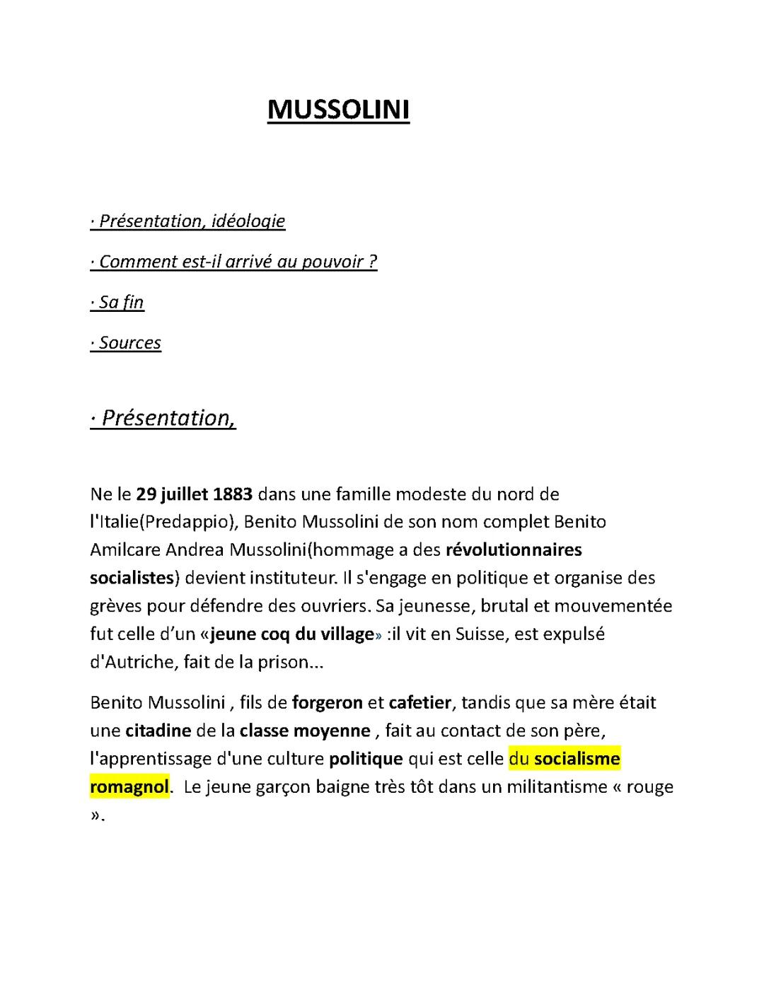 Mussolini: Fascisme, Pouvoir et Sa Fin