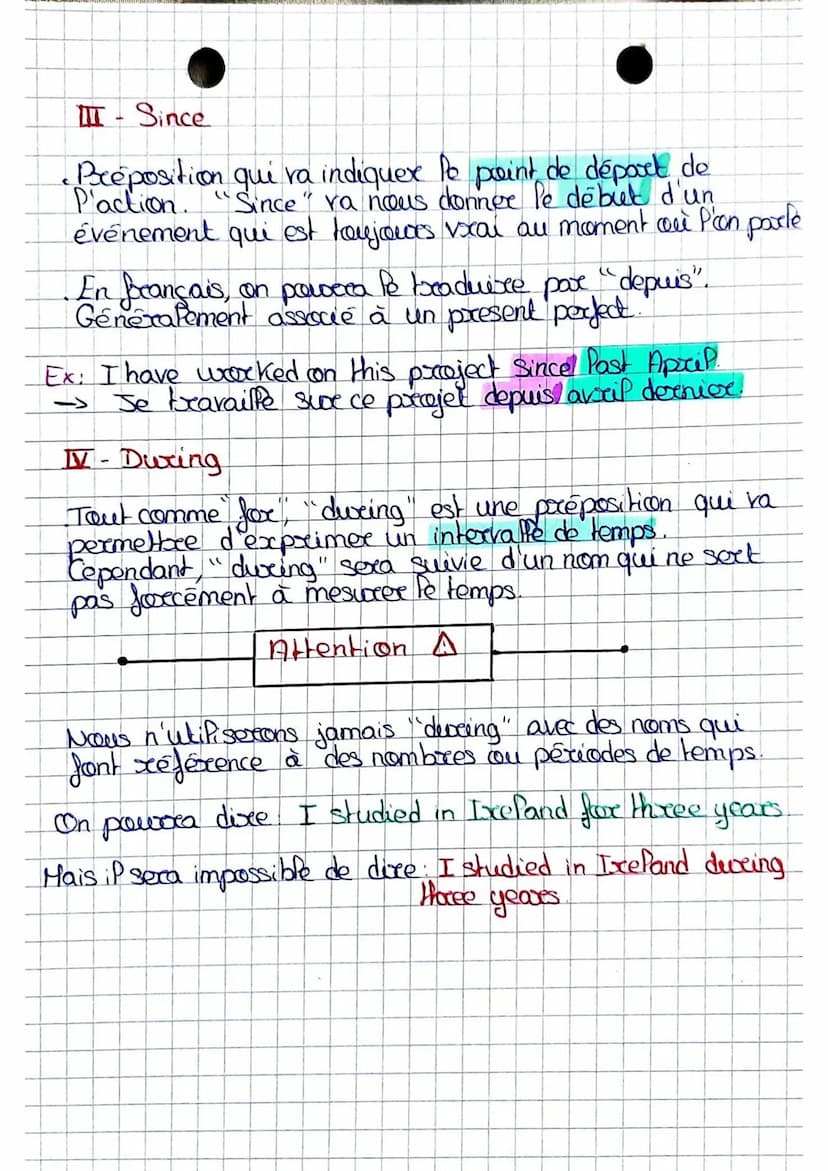 C
Exprimer la durée
(for since, ago, during)
En fonction des contextes, con utiliseca
differents moyens pour expocimere la diccée en
anglais