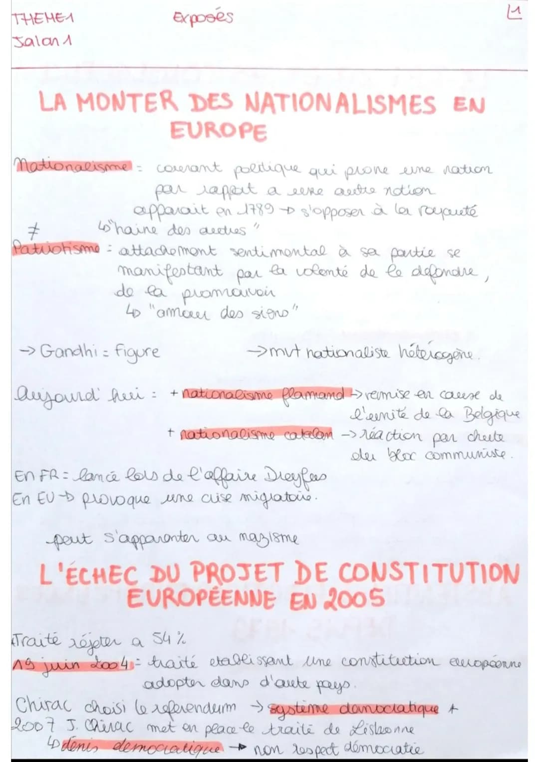 THEME1
Jalan 1
Exposés
LA MONTER DES NATIONALISMES EN
EUROPE
nationalisme: courant politique qui prone eine nation
par rapport a leve autre 