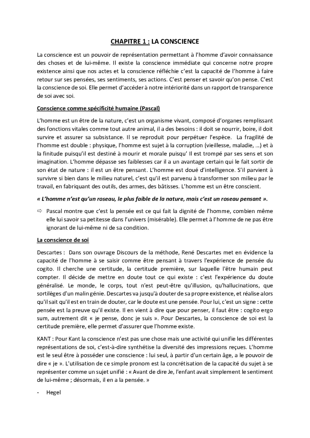 Cours sur la conscience - Sujets corrigés et fiches PDF pour Terminale
