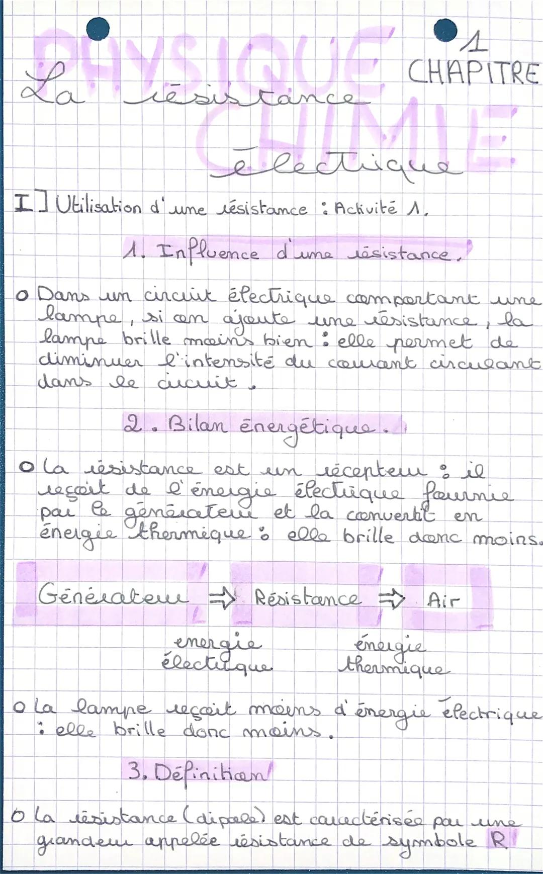 La résistance électrique 