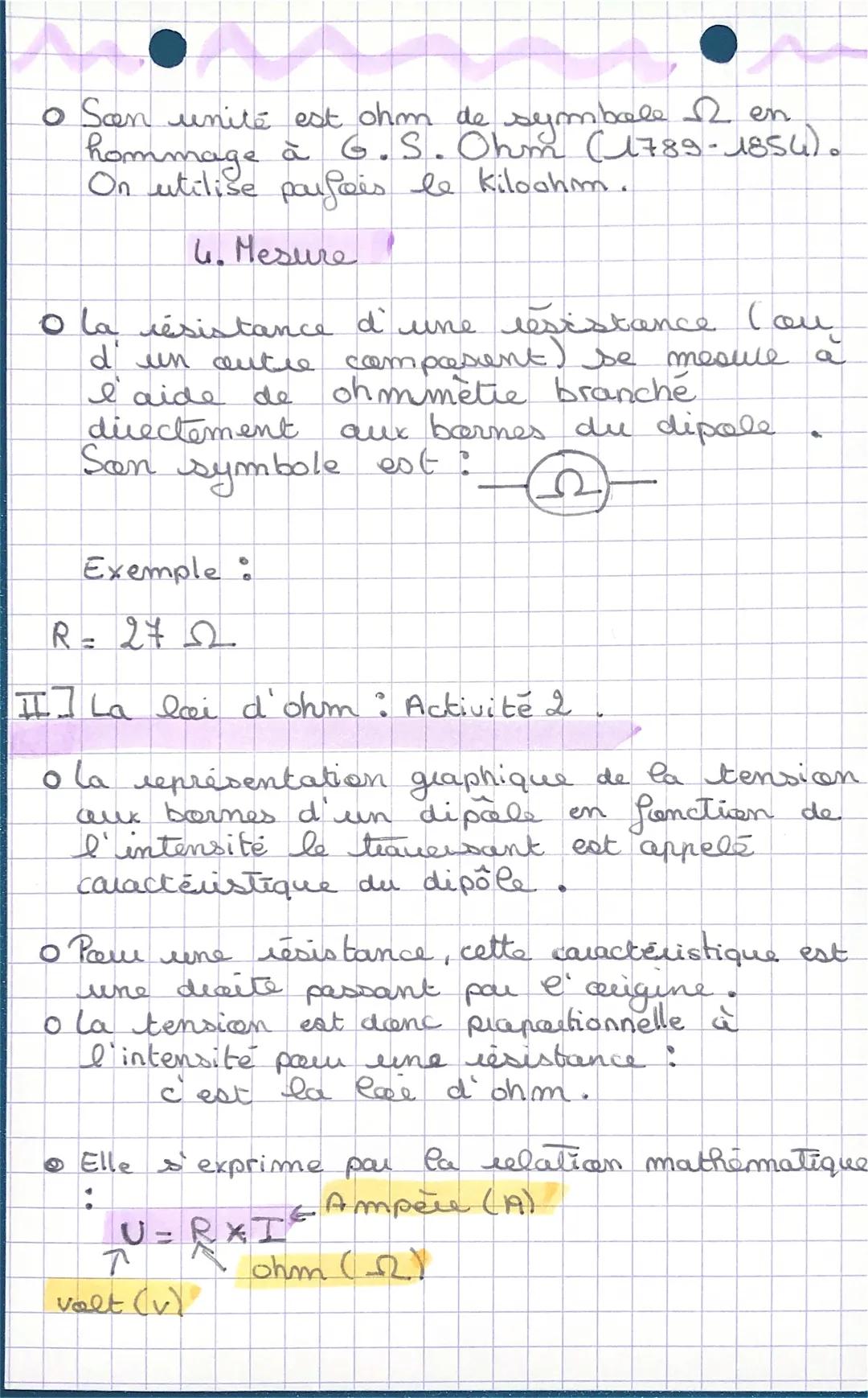 # PHYSIQUE

La résistance

CHIMIE
électrique

I] Utilisation d'une résistance: Activité A.

1. Influence d'une résistance.

• Dans un circui