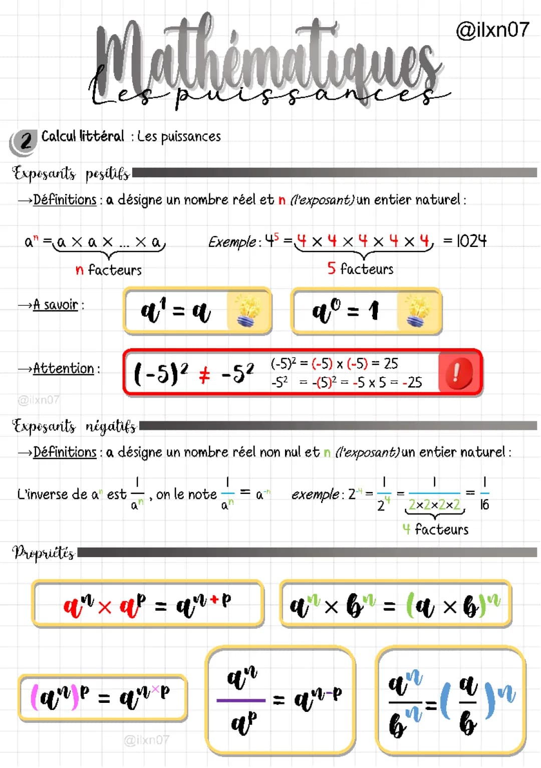 MATHEMATIQUES les puissances