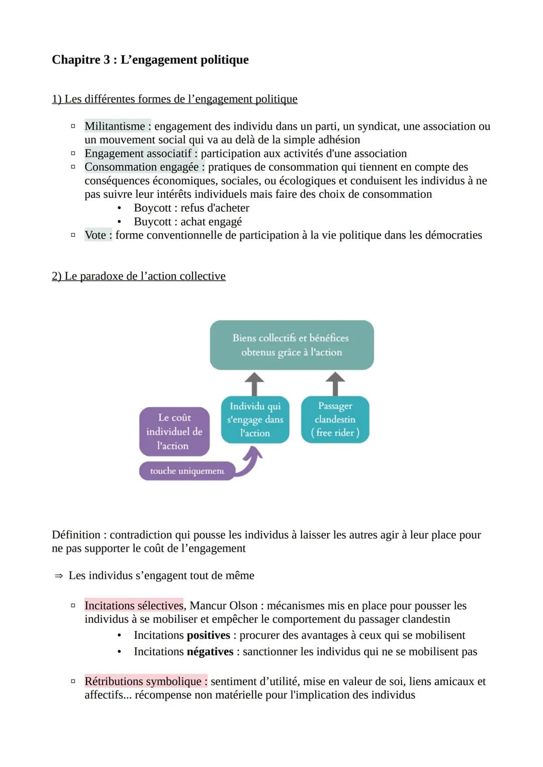 Chapitre 3 : L'engagement politique
1) Les différentes formes de l'engagement politique
Militantisme: engagement des individu dans un parti,