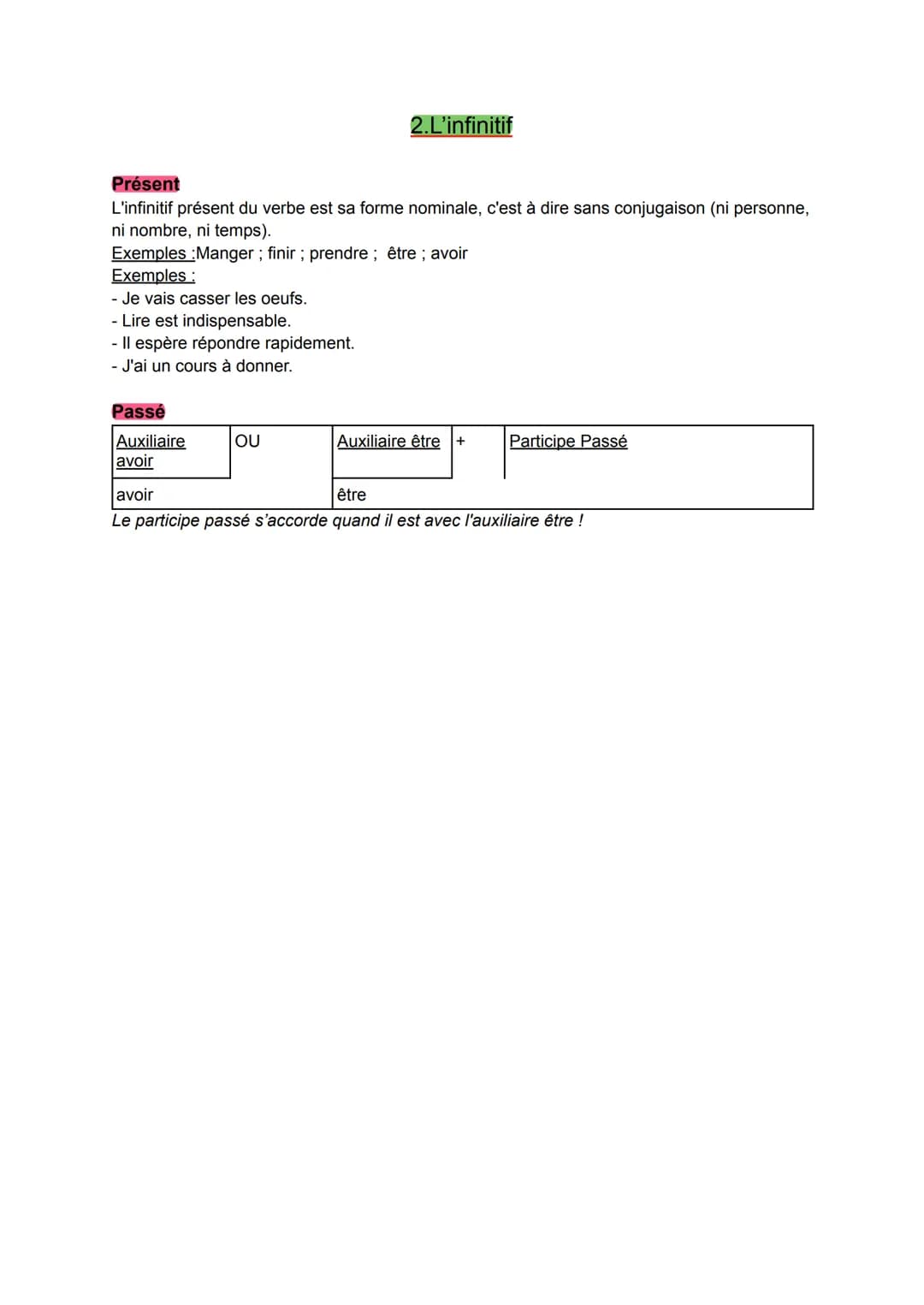 Présent
je / j'
tu
il / elle / on
nous
vous
ils/elles
3e groupe
je / j'
tu
il / elle / on
nous
vous
ils/elles
Les auxiliaires
je / j'
tu
il 
