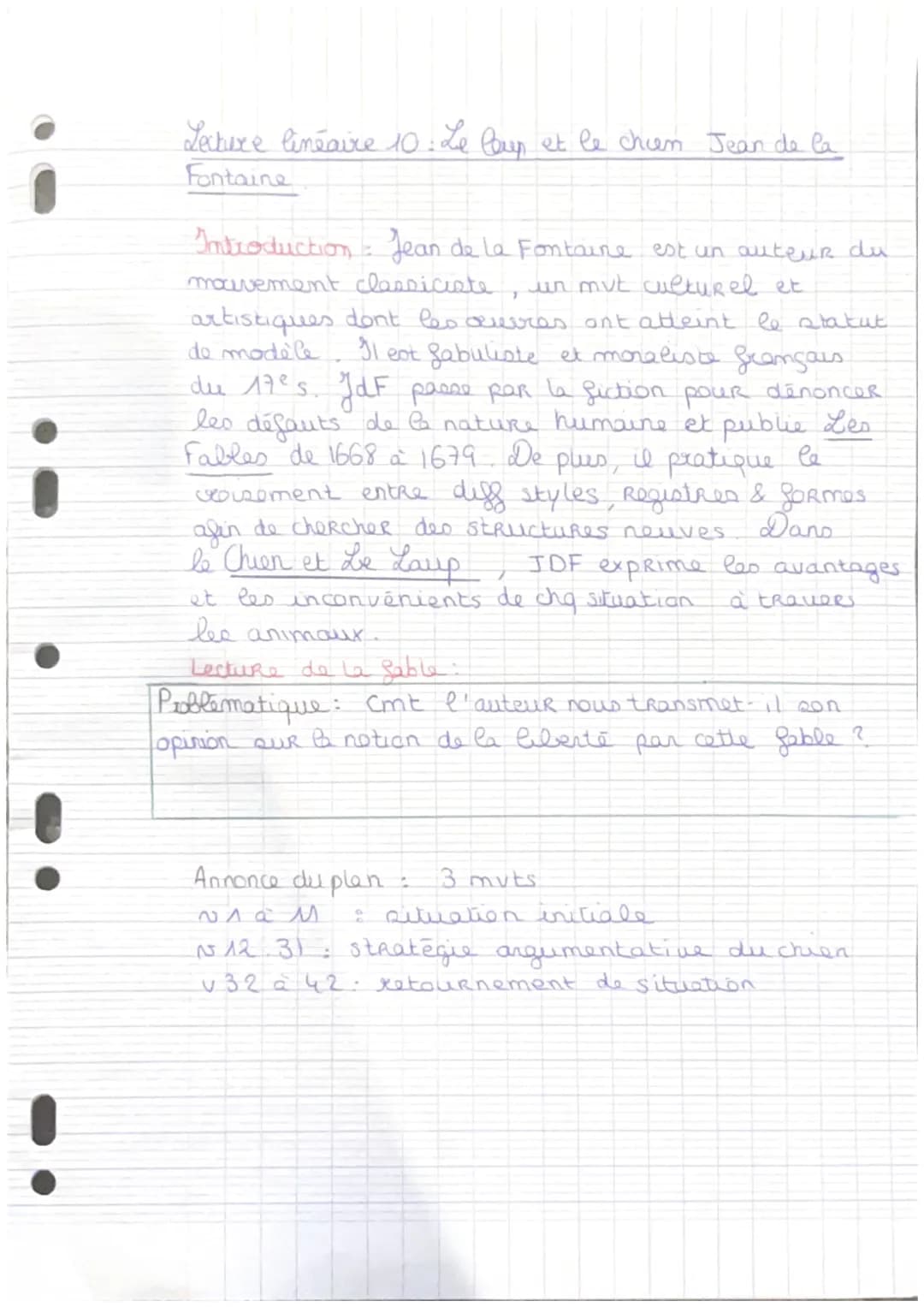 Lecture linéaire 10. Le leur et le chien Jean de la
Fontaine
T
Introduction: Jean de la Fontaine est un auteur du
mouvement classiciate un m