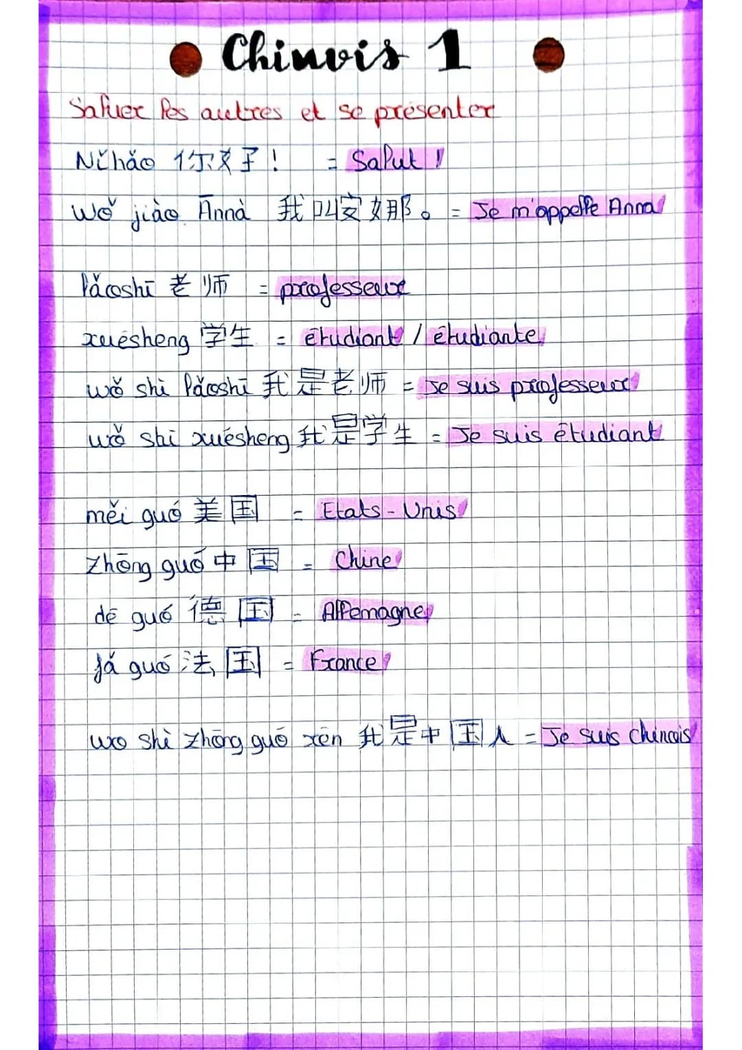 Apprends à te présenter en chinois avec des phrases et dialogues PDF