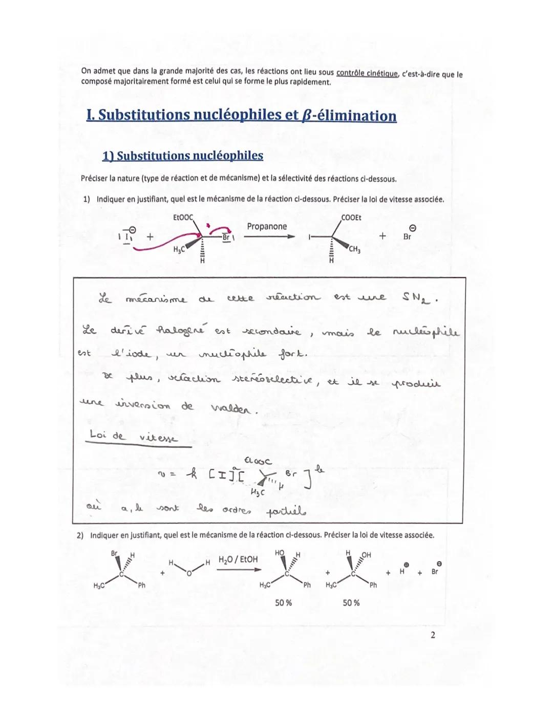 On admet que dans la grande majorité des cas, les réactions ont lieu sous contrôle cinétique, c'est-à-dire que le
composé majoritairement fo