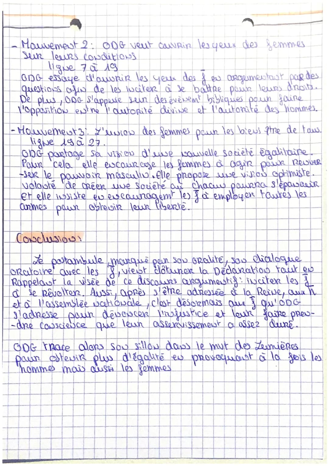 Oral du bac a
Olympe de Gauges, Déclaration des droits de la femme
et de la citoyenne
Texte: Le postambule
PARCOURS: ECRIRE et combattre pou