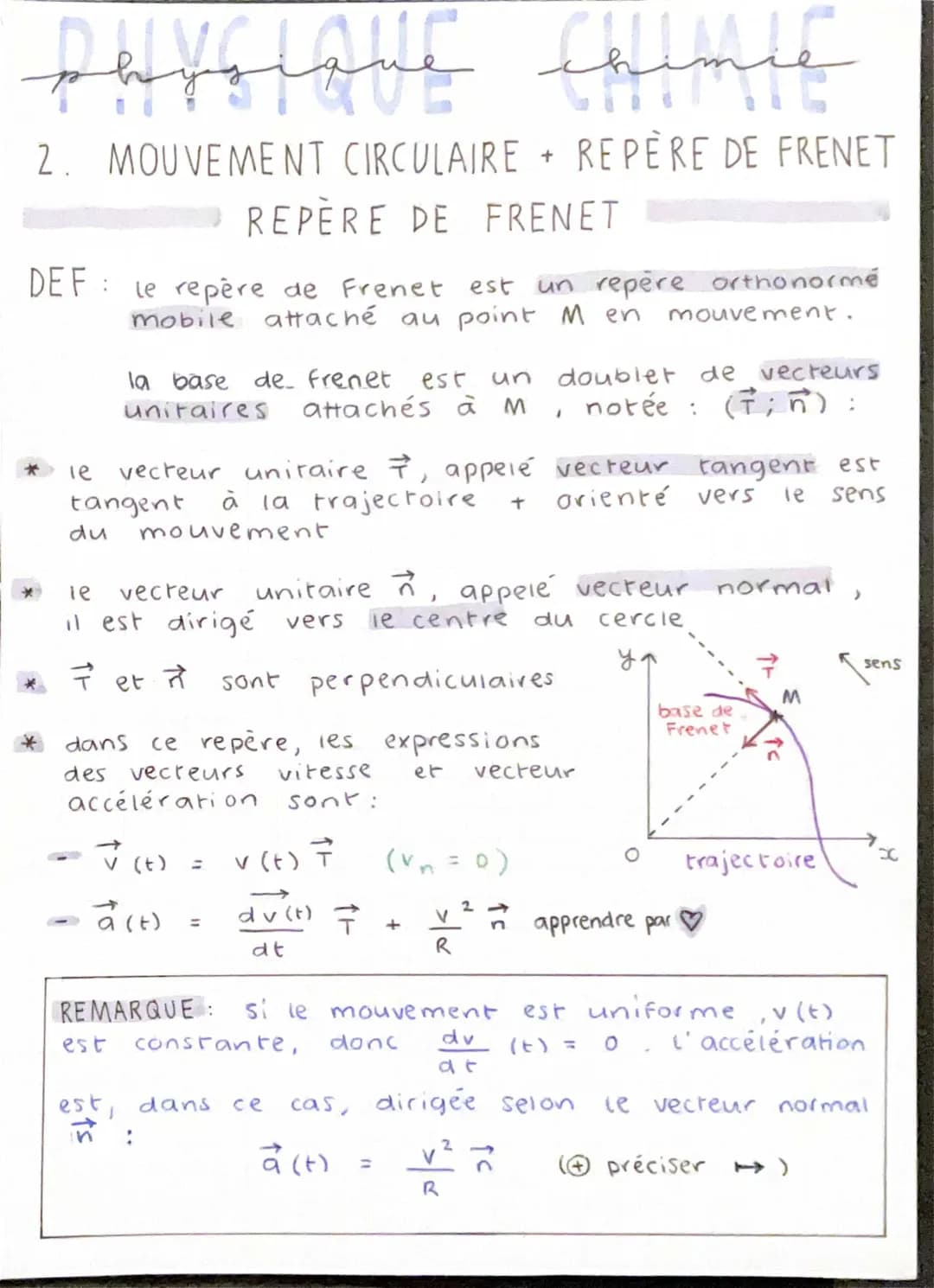 Mouvement Circulaire et Rectiligne Uniforme - Exercices Corrigés et Formules en PDF