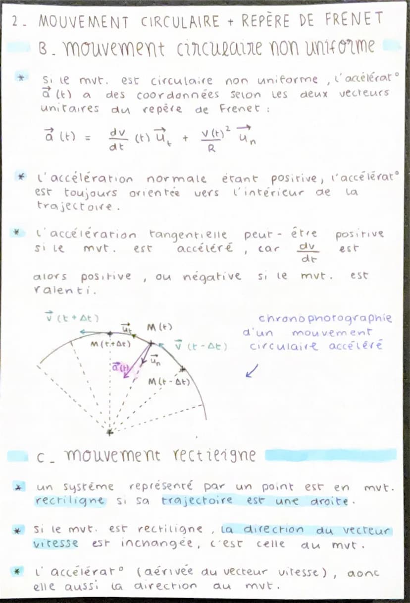 علمهم مهم
Chimie
2. MOUVEMENT CIRCULAIRE + REPÈRE DE FRENET
REPERE DE FRENET
DEF: le repère de frenet est un repère orthonormé
mobile attach