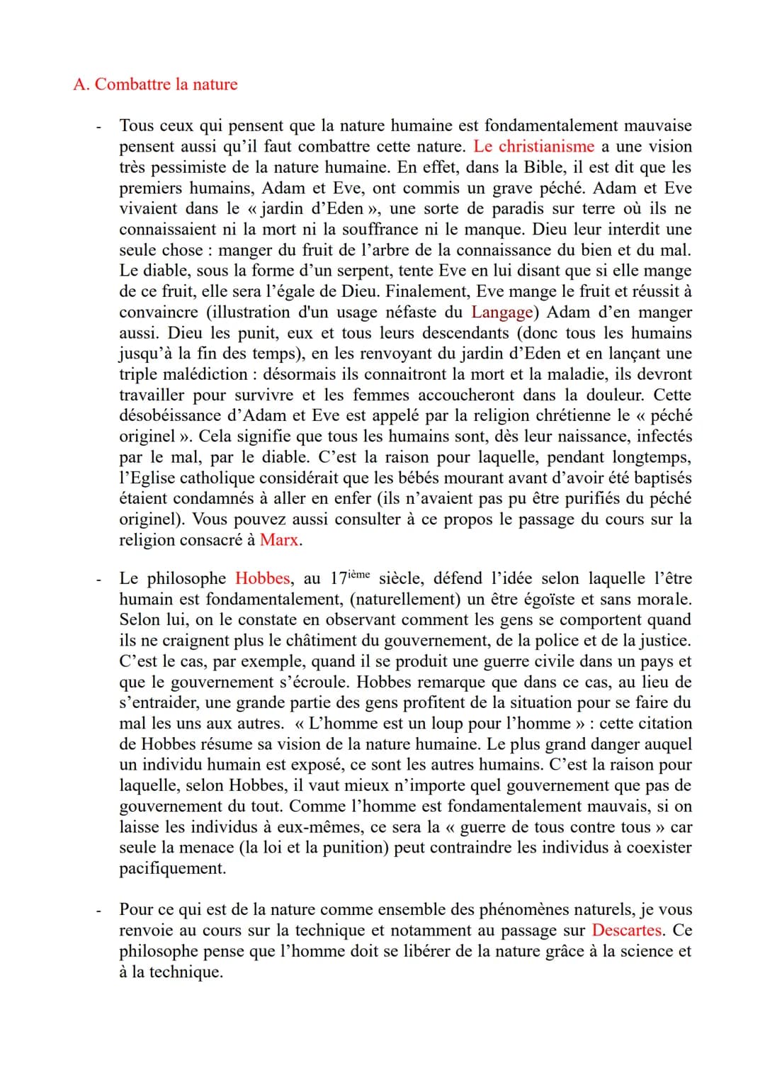 La Nature
Définitions
Nature tout ce qui existe sans intervention de l'homme. En ce sens, nature s'oppose à
artificiel.
Naturel chez l'homme
