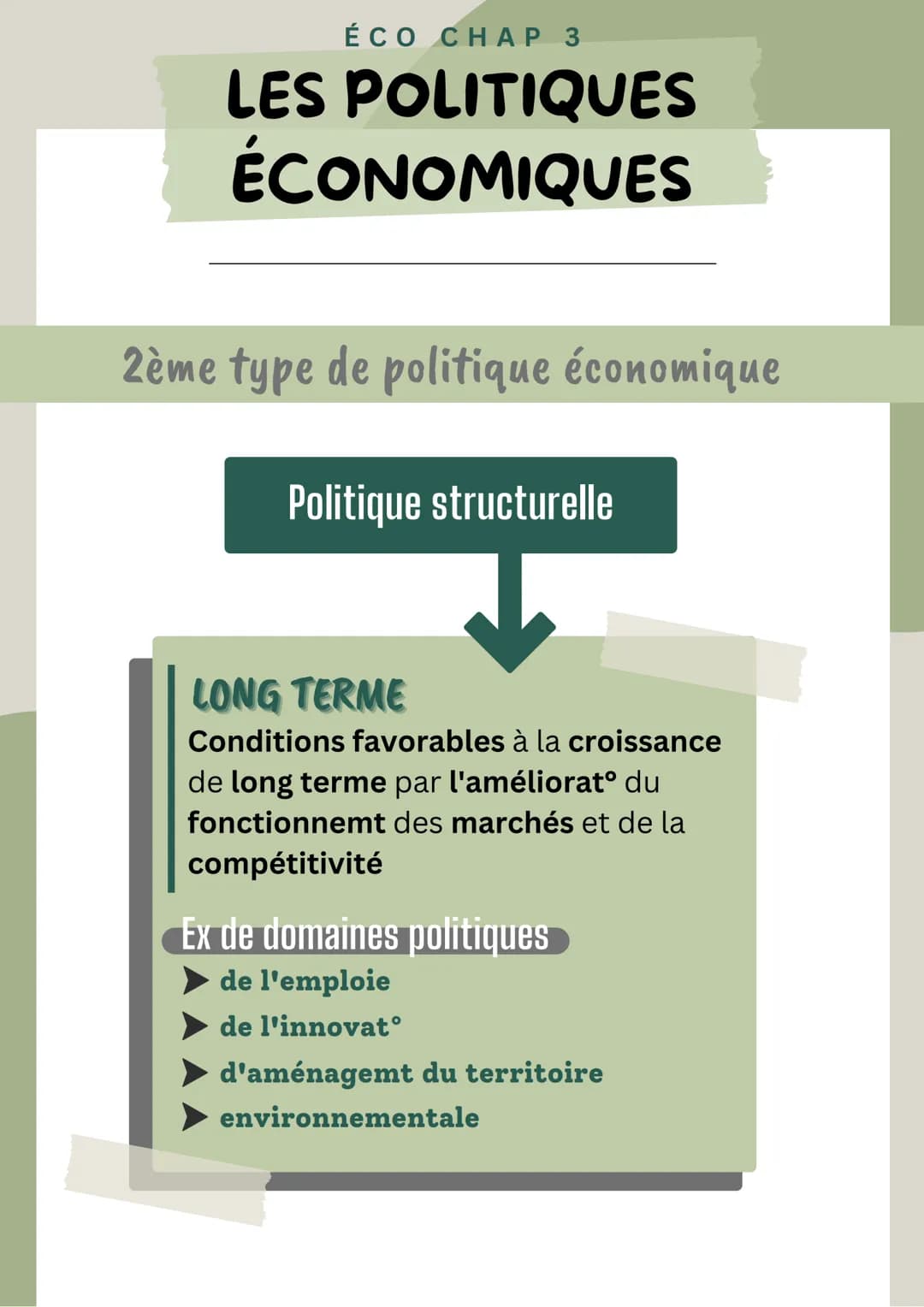 ÉCO CHAP 3
LES POLITIQUES
ÉCONOMIQUES
La politique économique désigne les choix et les modalités d'action
mis en œuvre par les pouvoirs publ