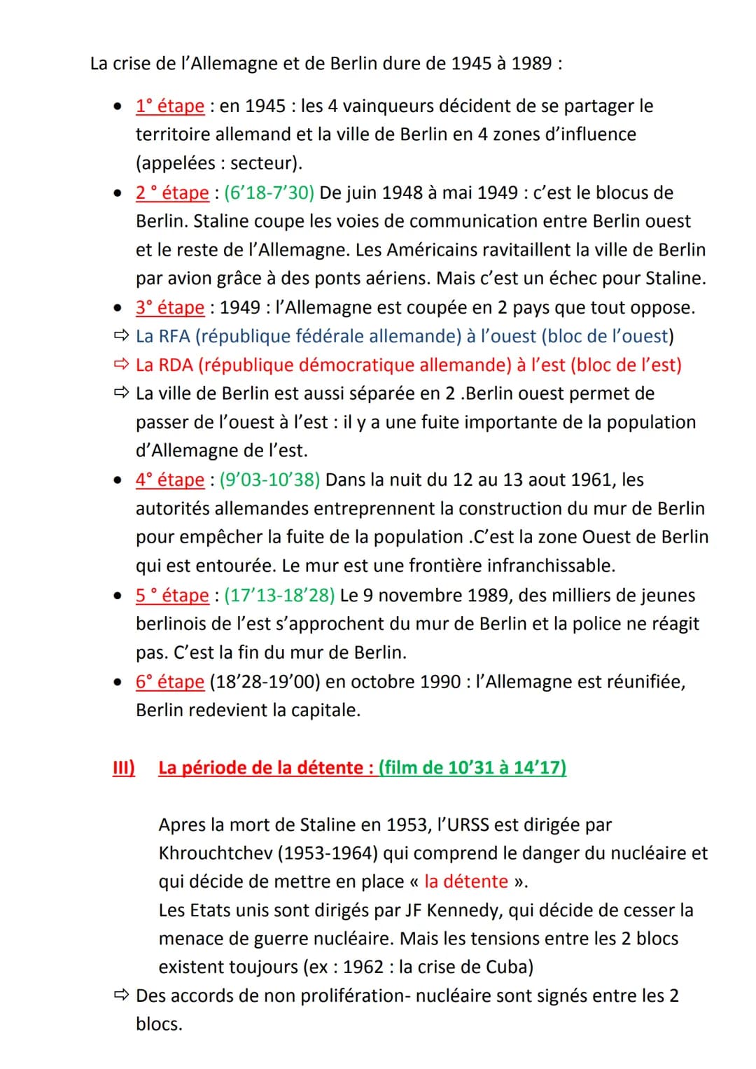Chapitre d'HISTOIRE : LA GUERRE FROIDE
En 1945, la création de l'ONU a pour but d'empêcher une nouvelle guerre
mondiale .Mais on assiste aus