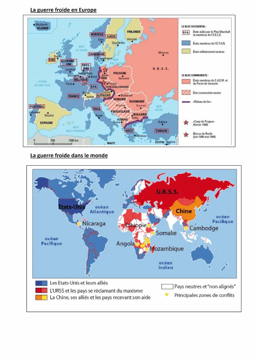Chapitre d'HISTOIRE : LA GUERRE FROIDE
En 1945, la création de l'ONU a pour but d'empêcher une nouvelle guerre
mondiale .Mais on assiste aus