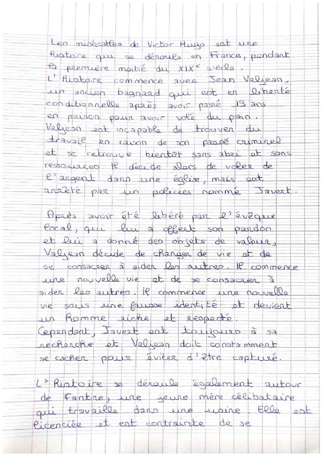 Résumé Les Misérables par Chapitre - Court pour 4ème