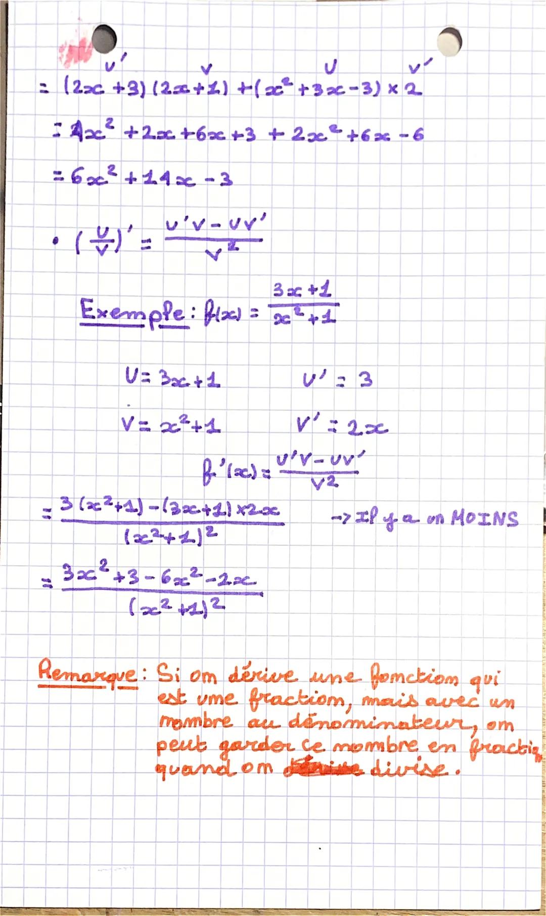 # Math

les dérivés

Définition: Om appelle dérivée d'une
fonction f, la fonctiom metée
f' (se Pit f "prime").

Tableau des dérivés usuelles