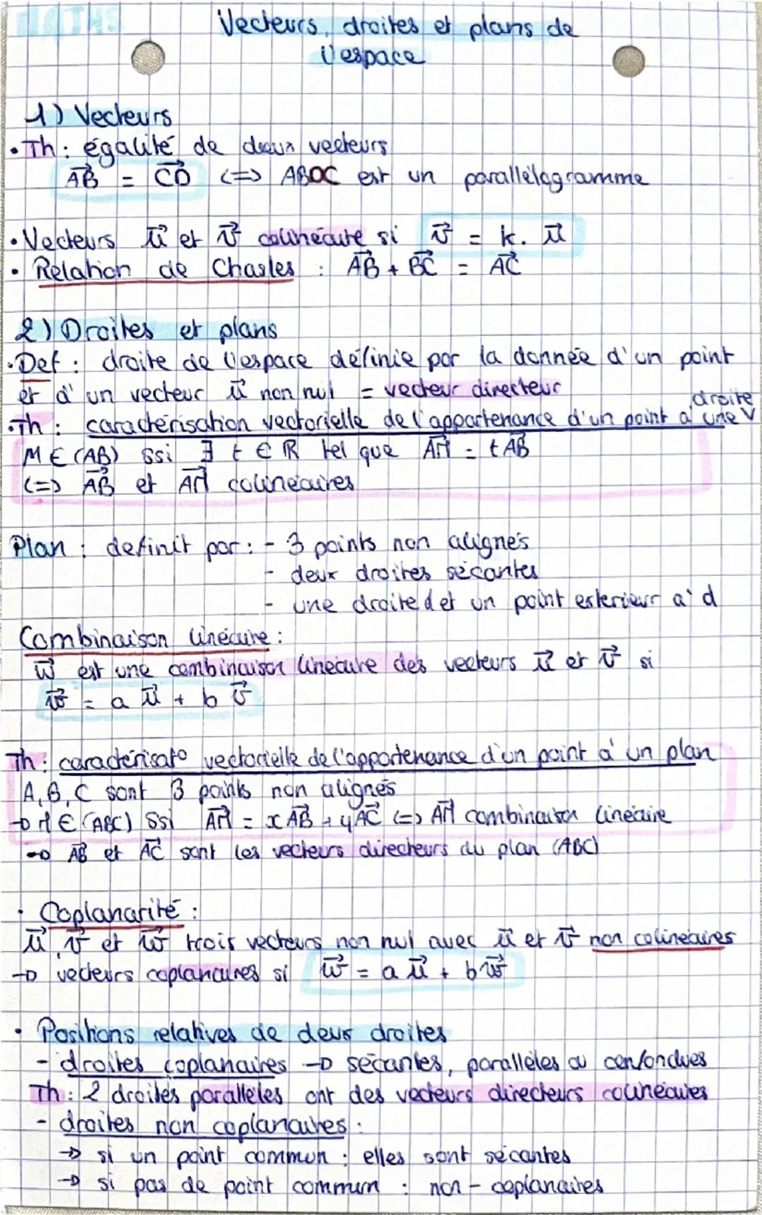 Fiches géométrie dans l’espace 