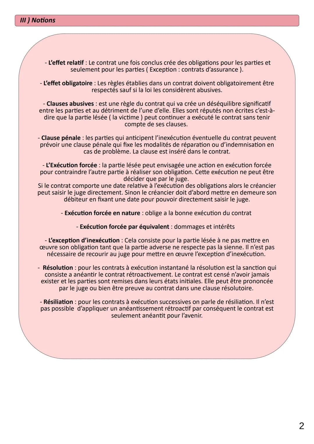 Thème 1
CHAP 2
LIMAUX Oriane
1) Quelles sont les effets du contrat
Les contrats ont
force de loi entre les
parties
II) L'inexécution des con