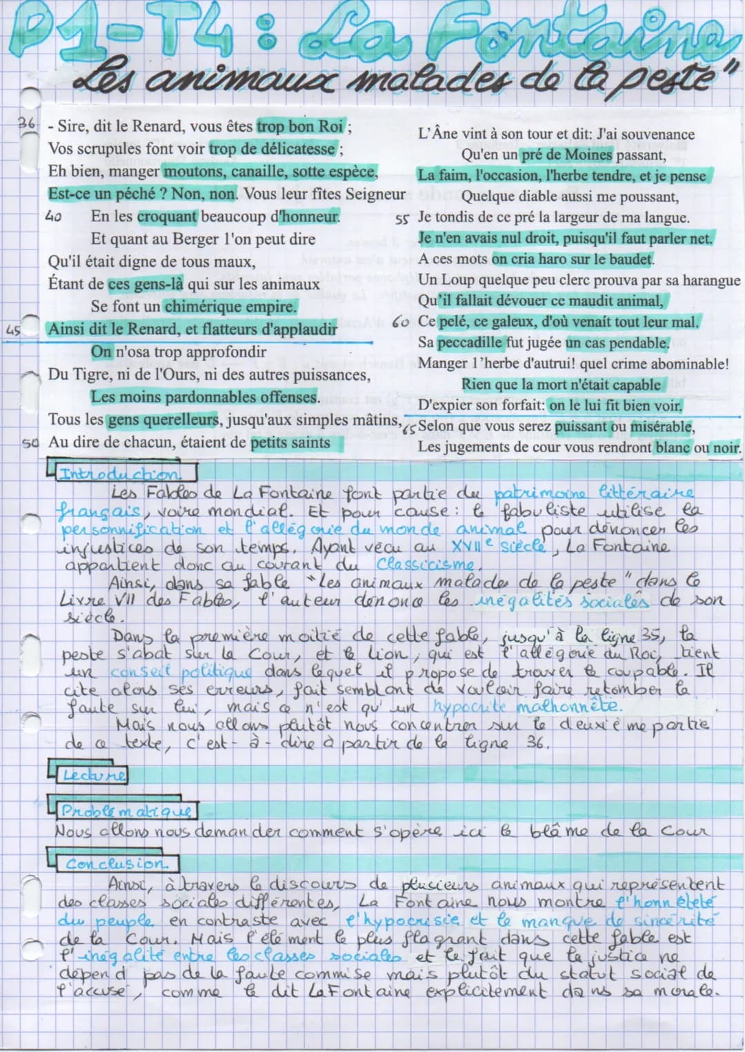 P1-74: La Fontaine
Les animaux malades de la peste"
36-Sire, dit le Renard, vous êtes trop bon Roi;
Vos scrupules font voir trop de délicate