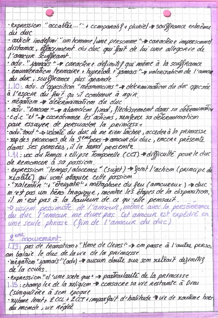 BAC
•
La Princesse de Cleves
partic IV, deAmiene page.
dermiere
•excipit
page
² gim.
e debut
• le duc m'a pas encore remoncé à sem amour pou