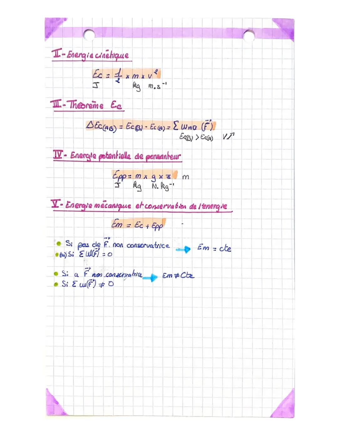 I- Travail d'une force UAB (F) = A B x F x cos (AB, F)
N
7
A
n
A
gids:
Z
ZA
7
zet
7
A
HC
chapitre 9
ospect energétique des phénomènes mécani