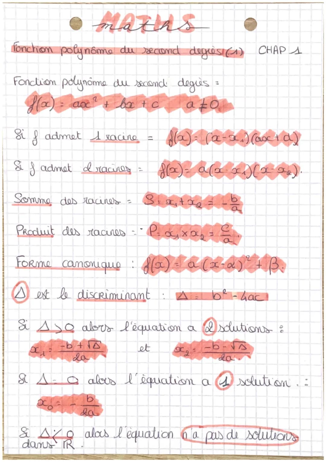 • MAZUS
fonction polynôme du second degrés (1) CHAP 1
Fonction polynomme du second
Ha) are ba+c
ax² + bx
Si f admet s racine
1
& f admet I r
