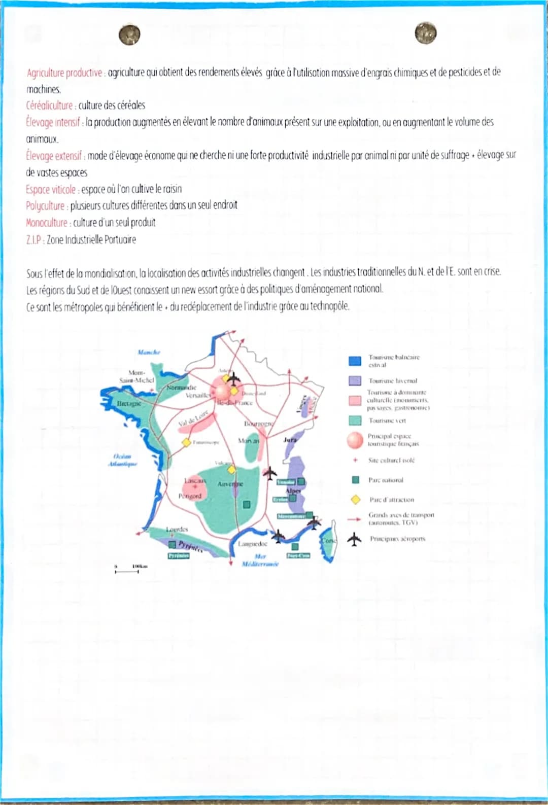 Les espaces productifs et leurs évolutions
Espace productif: territoire marqué par la présence d'une ou plusieurs activités qui rapportent d