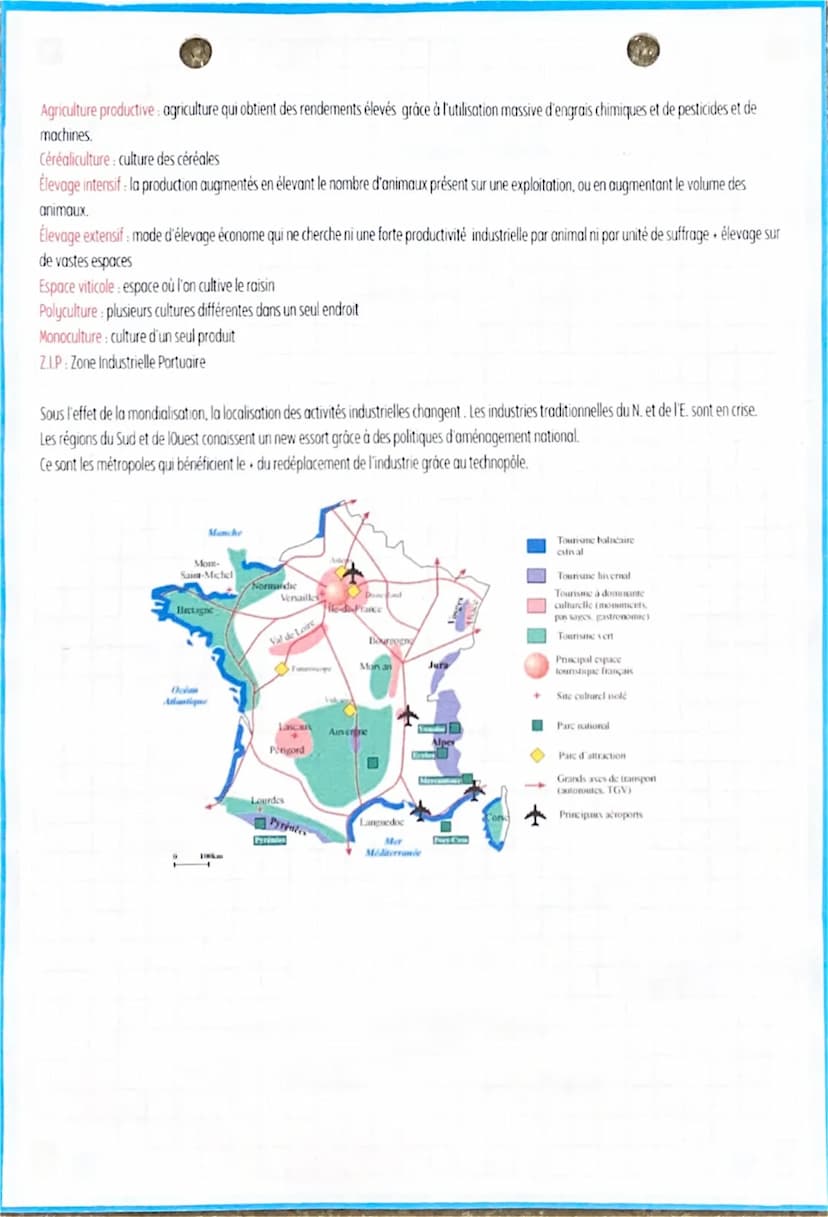 Les espaces productifs et leurs évolutions
Espace productif: territoire marqué par la présence d'une ou plusieurs activités qui rapportent d