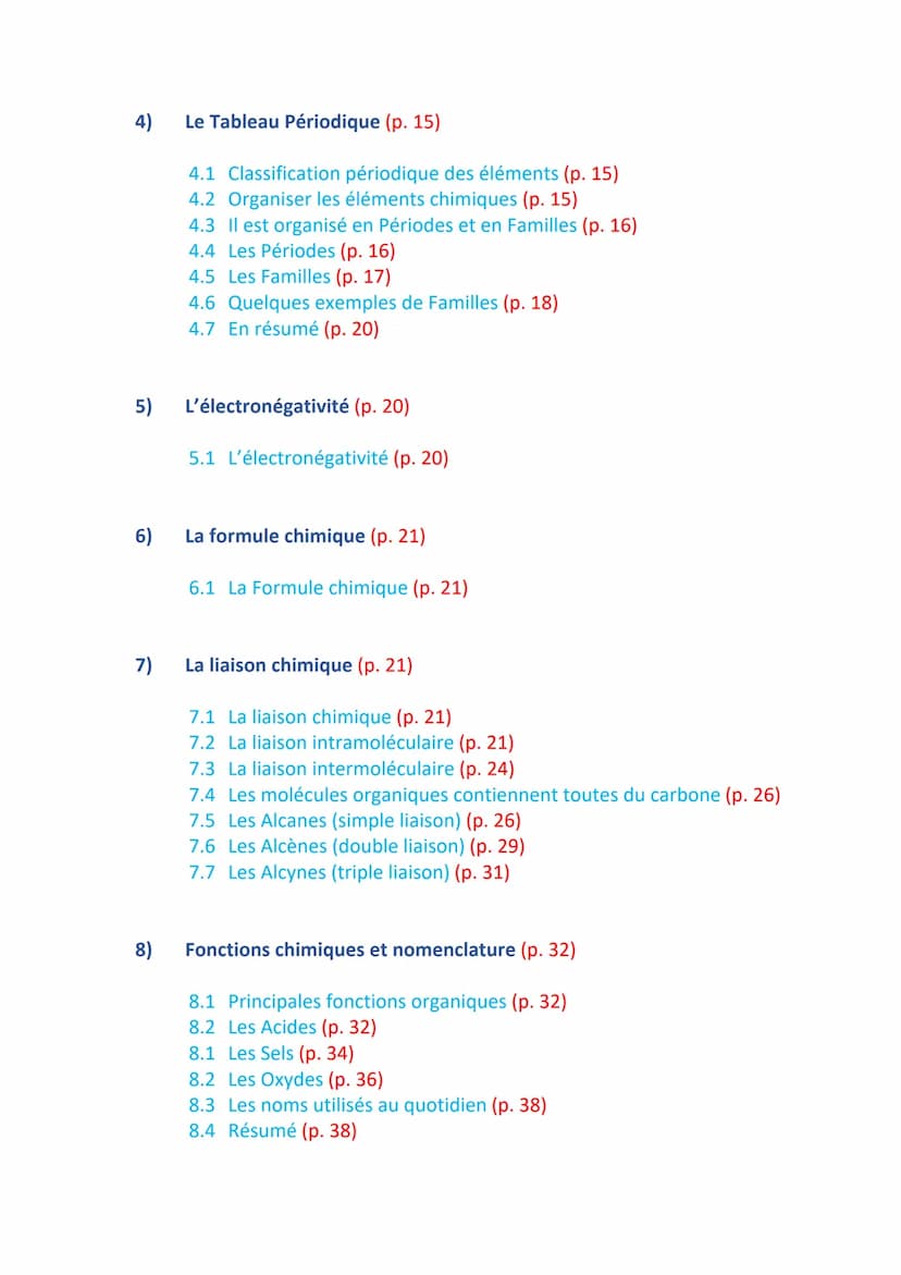 1)
2)
3)
Organisation de l'intro de Biochimie
Introduction (p. 1)
Les constituants de la matière (p. 4)
2.1 L'atome (p. 4)
2.2 Les isotopes 