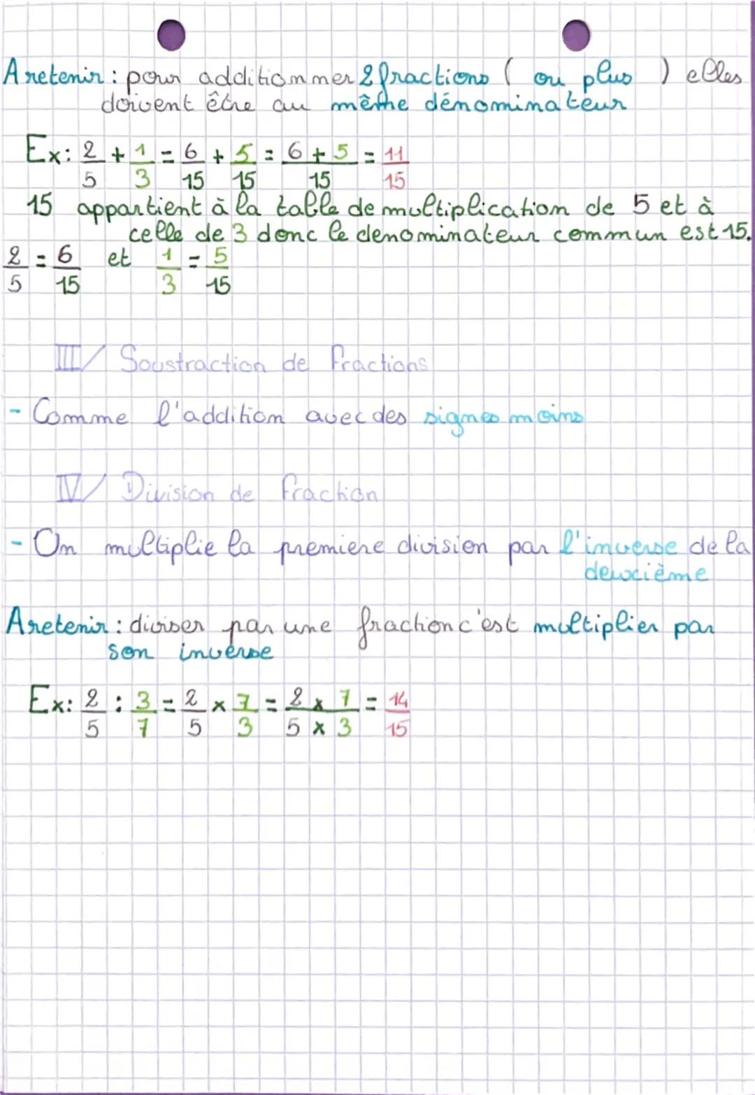 # Calculs avec les fractions

I Multiplication de Fractions

-Om multiplie les muménateurs enssemble.

-On multiplie les denominateurs ensse
