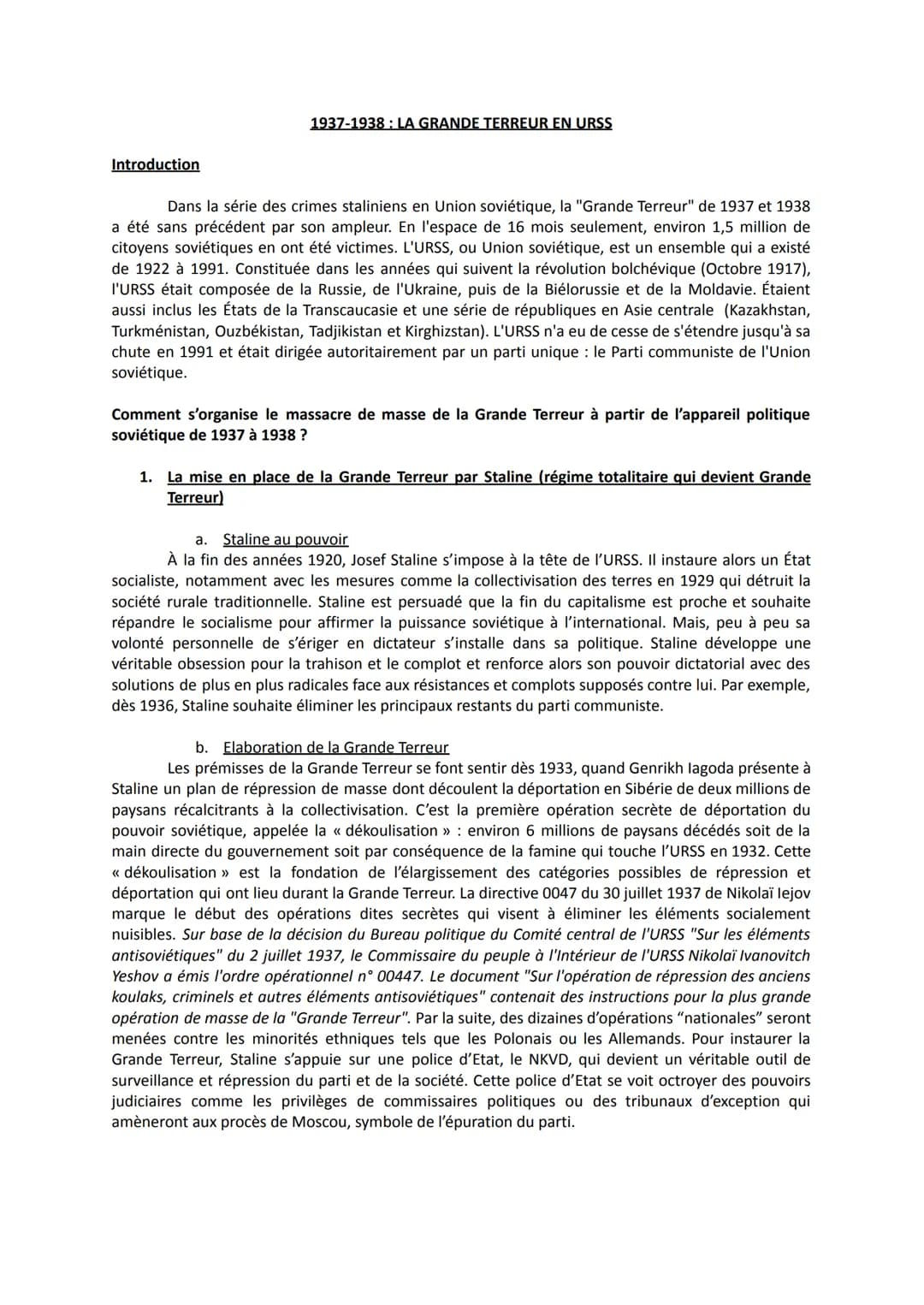 Introduction
1937-1938: LA GRANDE TERREUR EN URSS
Dans la série des crimes staliniens en Union soviétique, la "Grande Terreur" de 1937 et 19