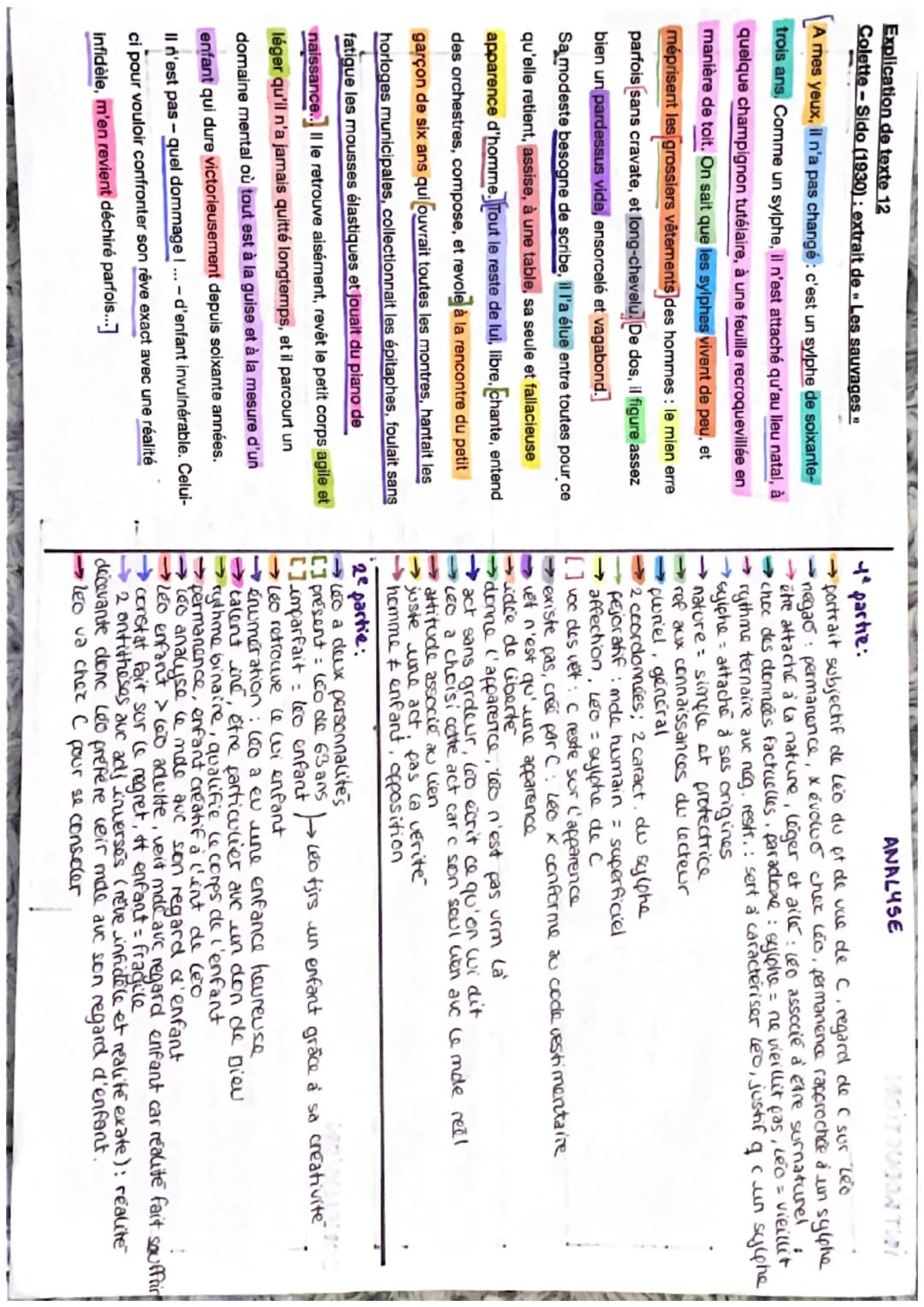 Explication de texte 12
Colette-Sido (1930): extrait de « Les sauvages
A mes yeux, il n'a pas changé : c'est un sylphe de soixante-
trois an