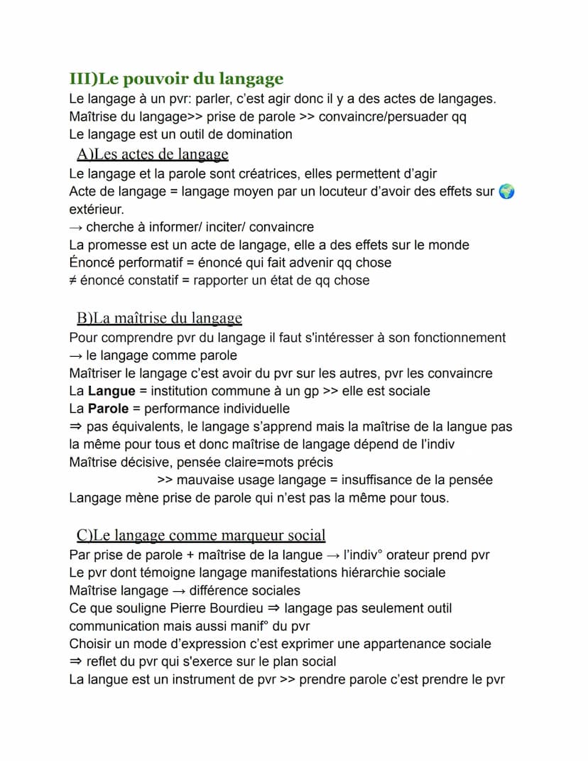 I)Le langage propre à l'homme
A)Définition
Langage = système de signes qui a pour fonction de transmettre un
message
>> mode de communicatio