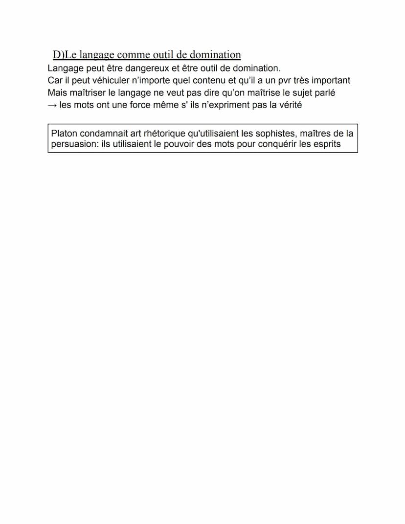 I)Le langage propre à l'homme
A)Définition
Langage = système de signes qui a pour fonction de transmettre un
message
>> mode de communicatio