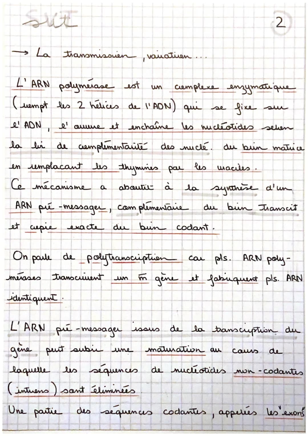 Sui
→ La transmission, varatuen
un gène est
de nucleotides.
proteine à
ex: cautem de la
un portien d' ADN = une
séquence
, qui code pour la 