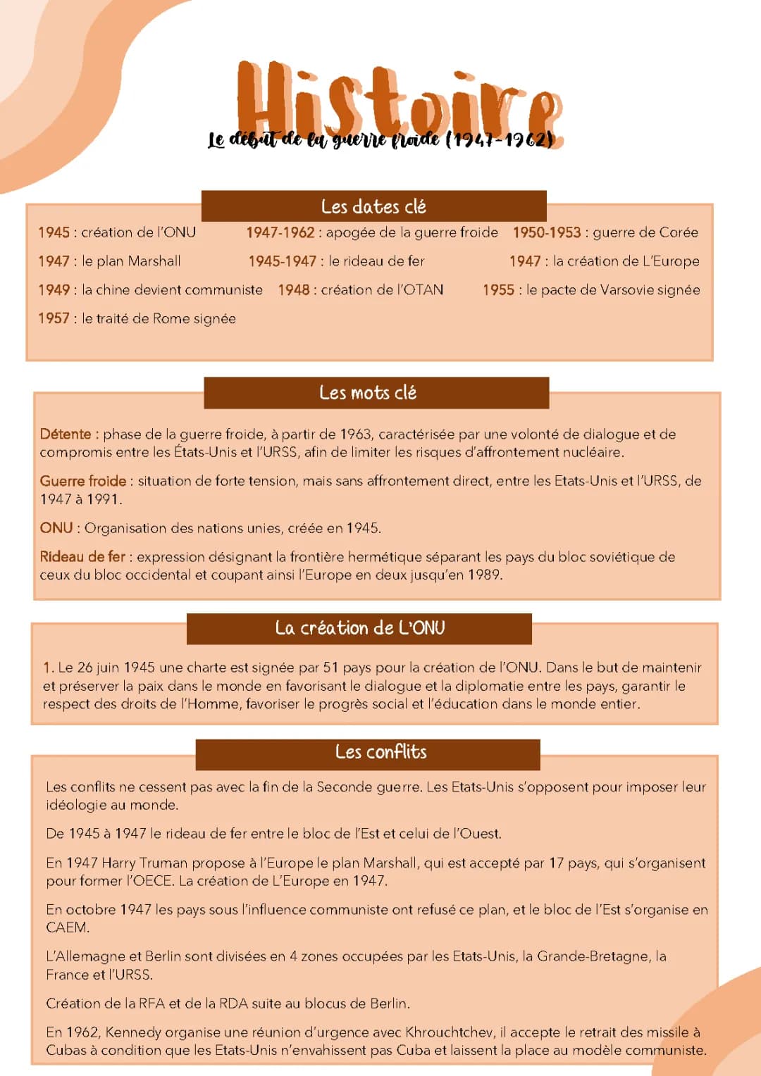 le début de la guerre froide 1947-1962