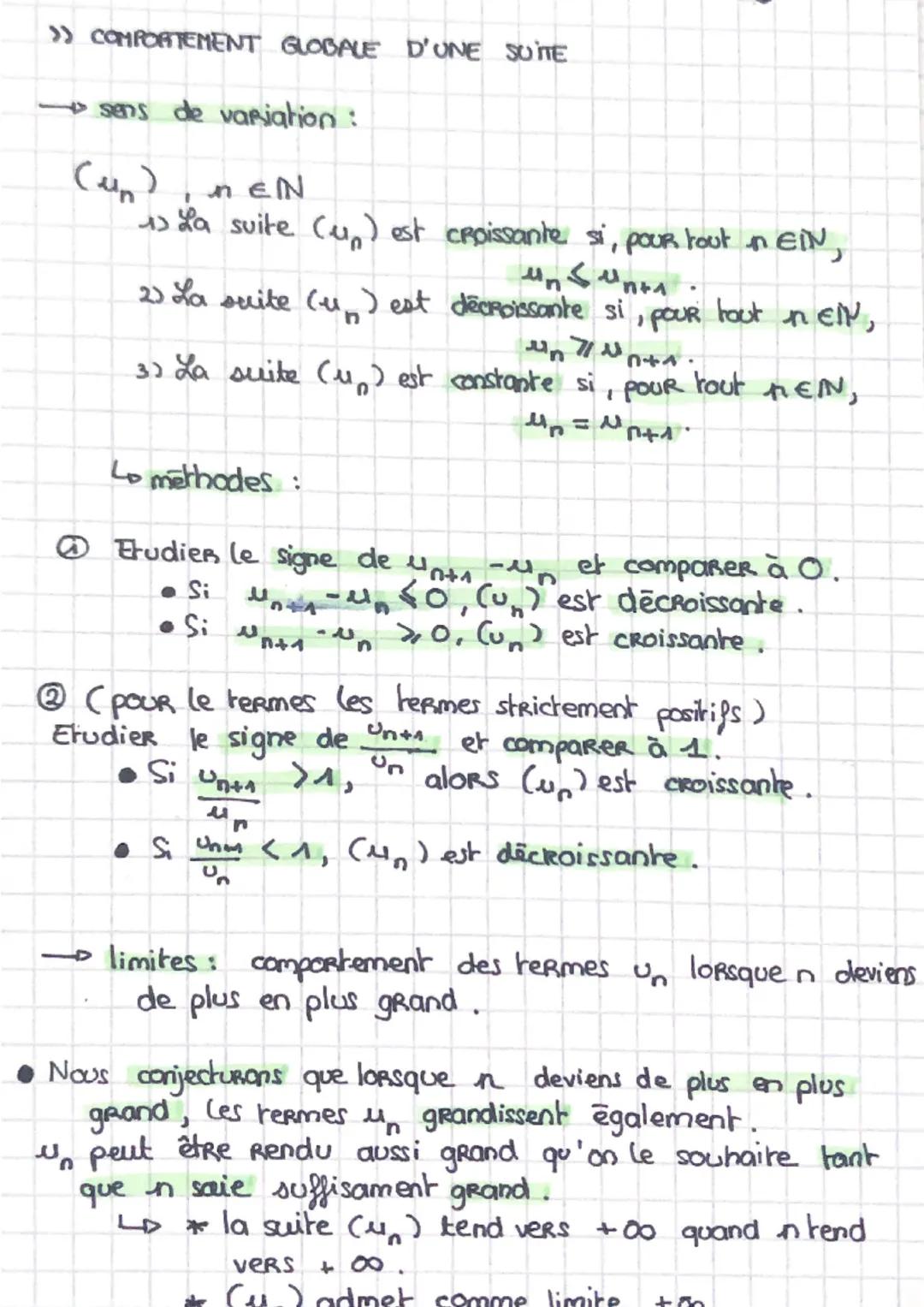 >> SUITES
Maths
SUITE NUMERIQUE est une fonction definit SUR IN et à
valur dans R. A chaque valeur de ŉ on associe son
image un. La suite es