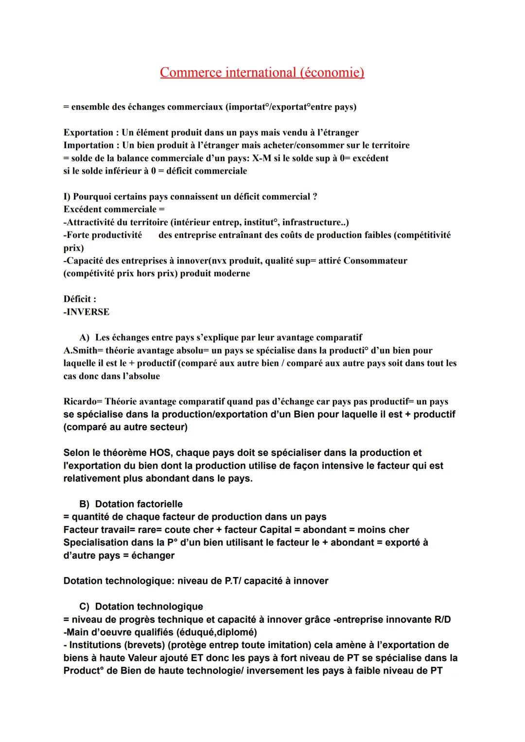 # Commerce international (économie)

= ensemble des échanges commerciaux (importat/exportat entre pays)

Exportation: Un élément produit dan