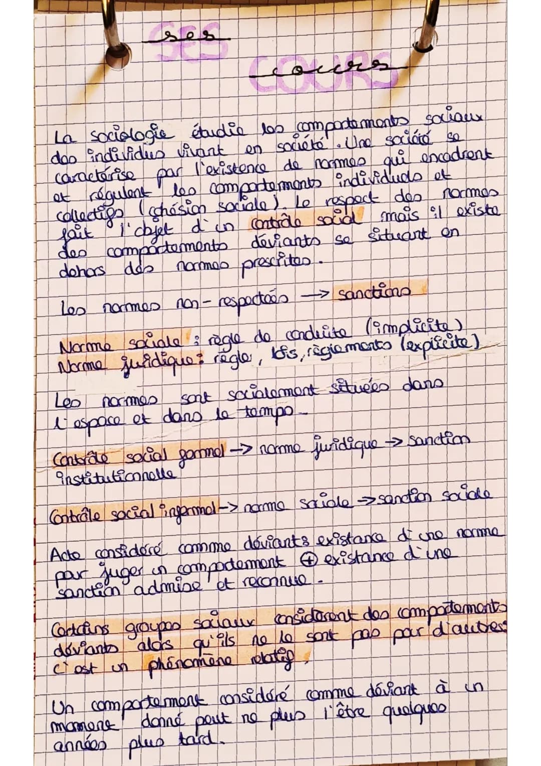 ses
يوسف
هوب
par
La sociologie étudie les comportements sociaux
dos individus vivant en société. Une société se
Caractérise l'existence de n
