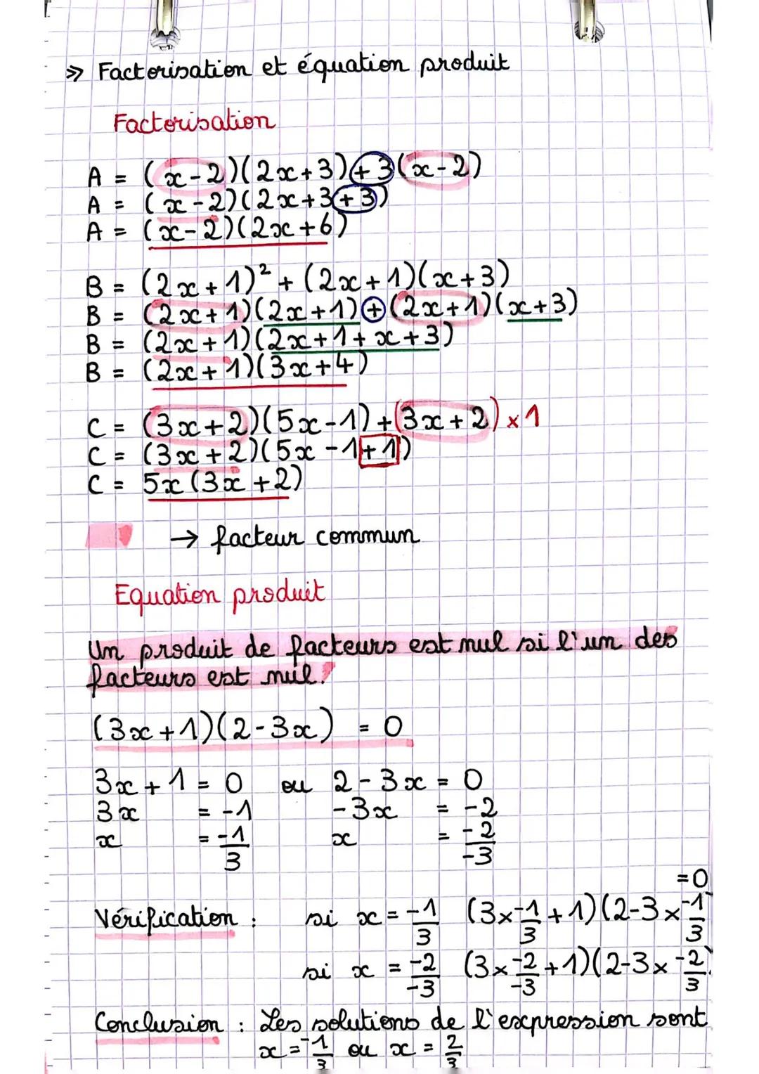 # maths

> Utiliser la simple distributivité

Développer transformer un produit en
une somme ou une différence.

k(a+b) = kakb

Enc: A = 3(2