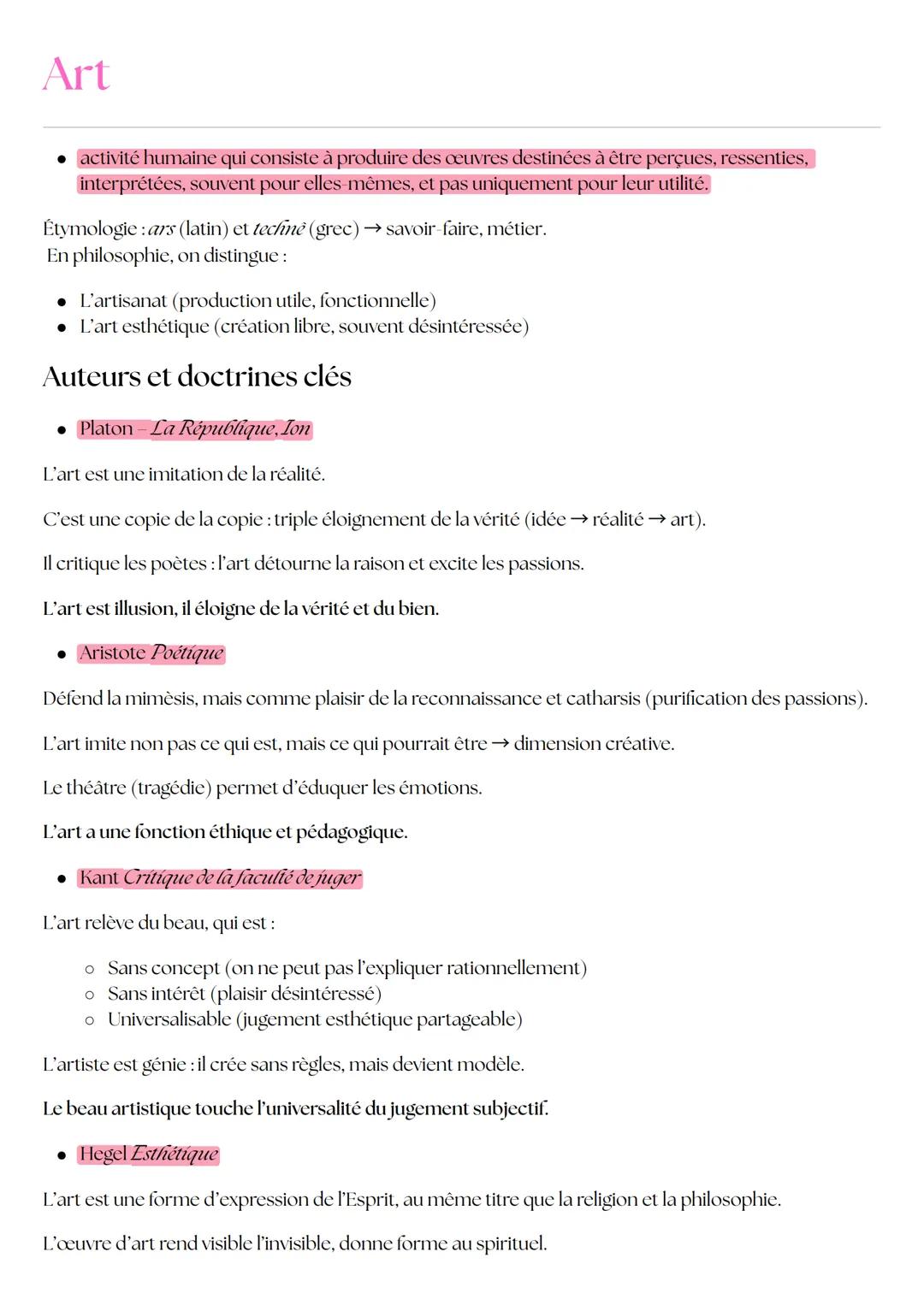 Exploration de l'Art et sa Philosophie