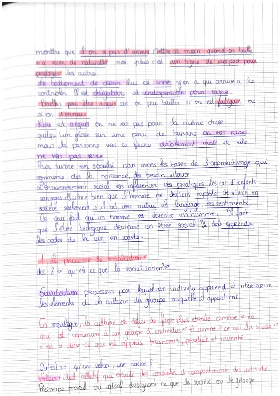 Chapitre
Comment devenons nous des acteurs et des
adrices specause ?
Definitions
SOCIALISATION : Processus par lequel un
Lindiwidi apprend a