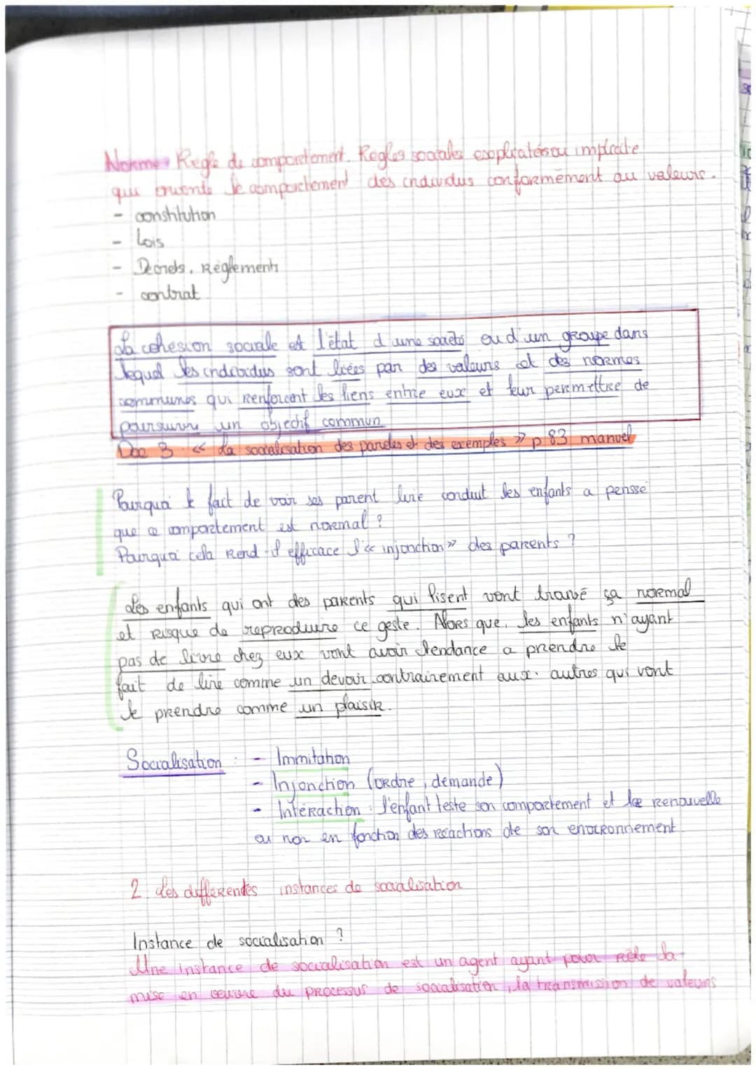Chapitre
Comment devenons nous des acteurs et des
adrices specause ?
Definitions
SOCIALISATION : Processus par lequel un
Lindiwidi apprend a
